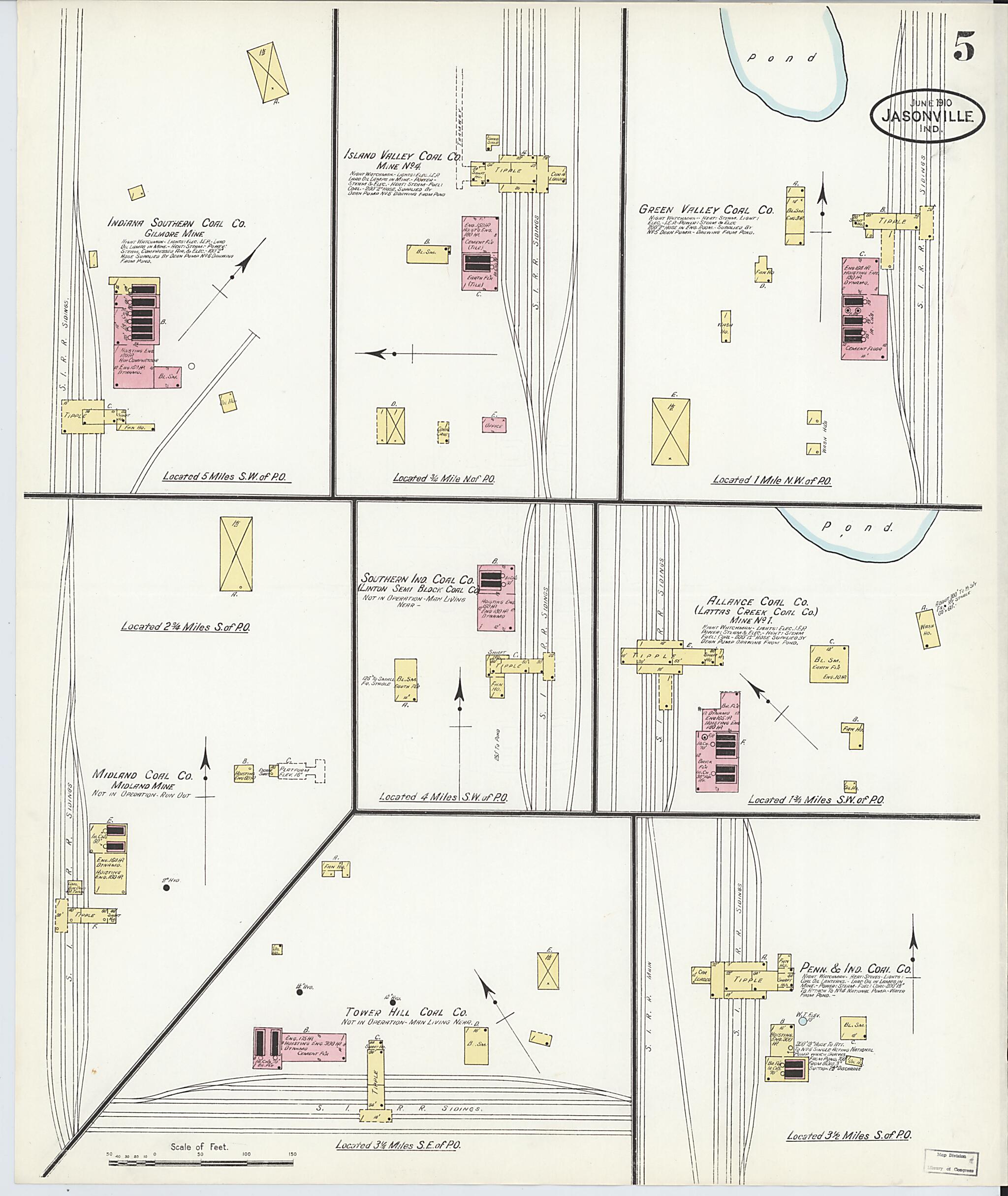 This old map of Jasonville, Greene County, Indiana was created by Sanborn Map Company in 1910