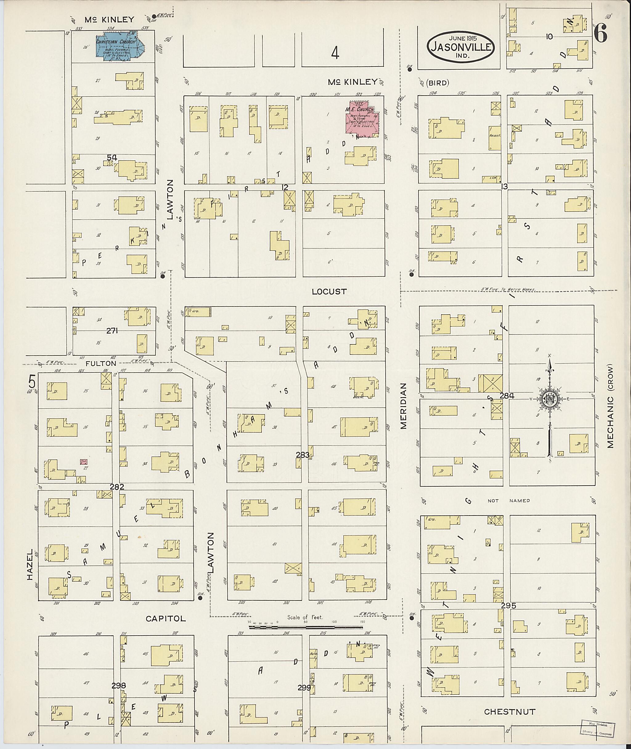 This old map of Jasonville, Greene County, Indiana was created by Sanborn Map Company in 1915