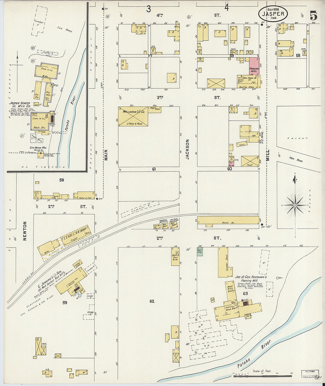 This old map of Jasper, Dubois County, Indiana was created by Sanborn Map Company in 1898