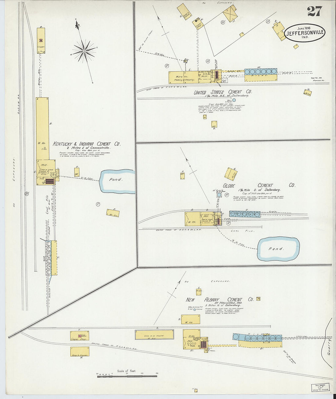 This old map of Jeffersonville, Clark County, Indiana was created by Sanborn Map Company in 1898