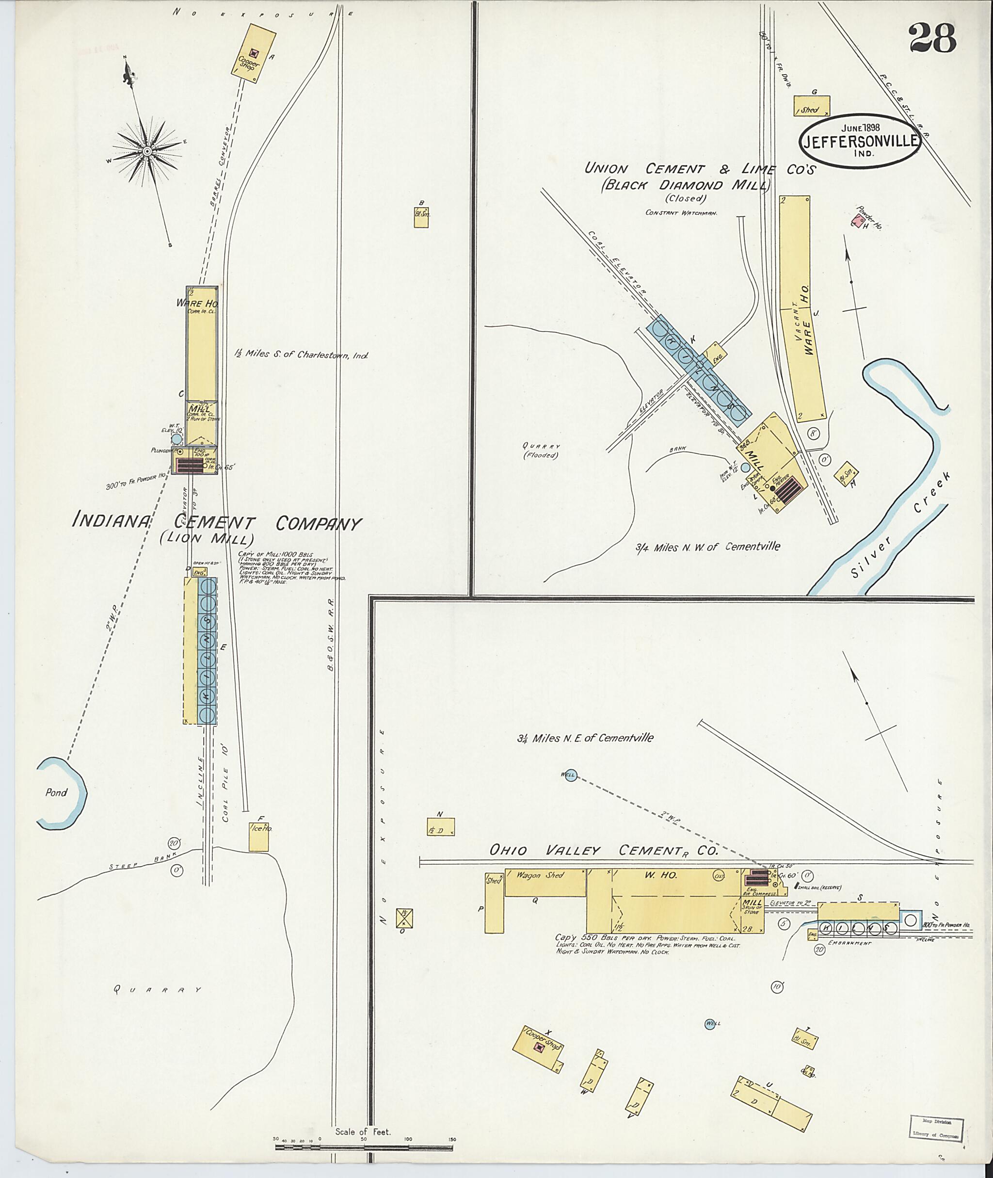 This old map of Jeffersonville, Clark County, Indiana was created by Sanborn Map Company in 1898