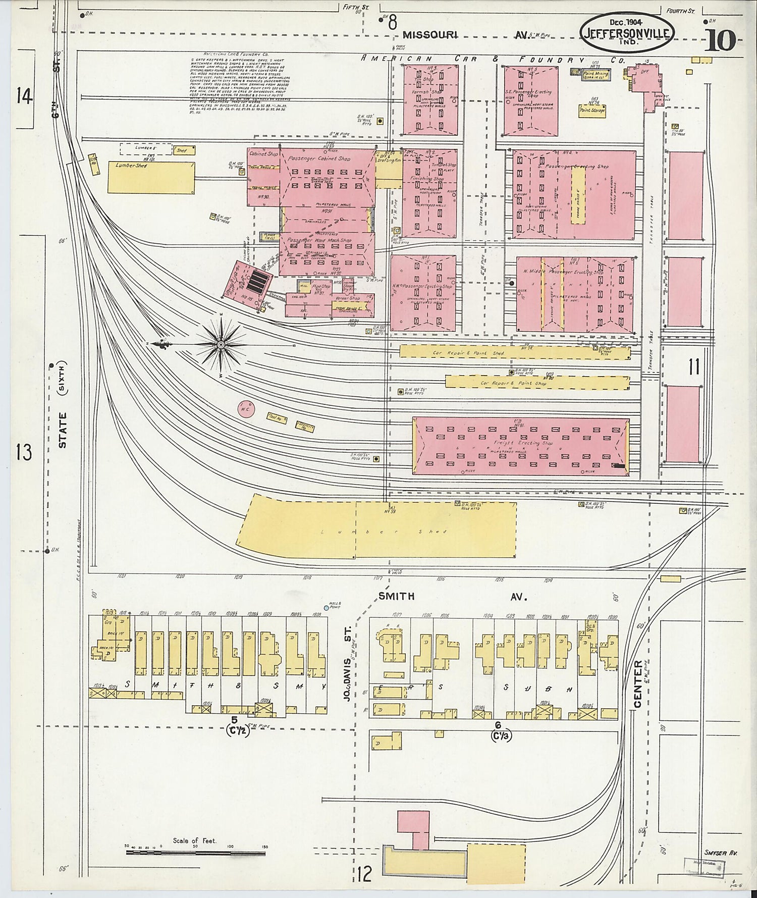 This old map of Jeffersonville, Clark County, Indiana was created by Sanborn Map Company in 1904