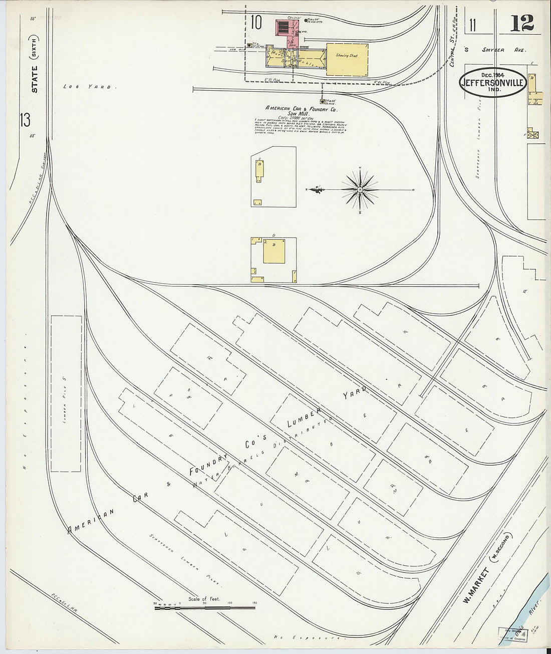 This old map of Jeffersonville, Clark County, Indiana was created by Sanborn Map Company in 1904