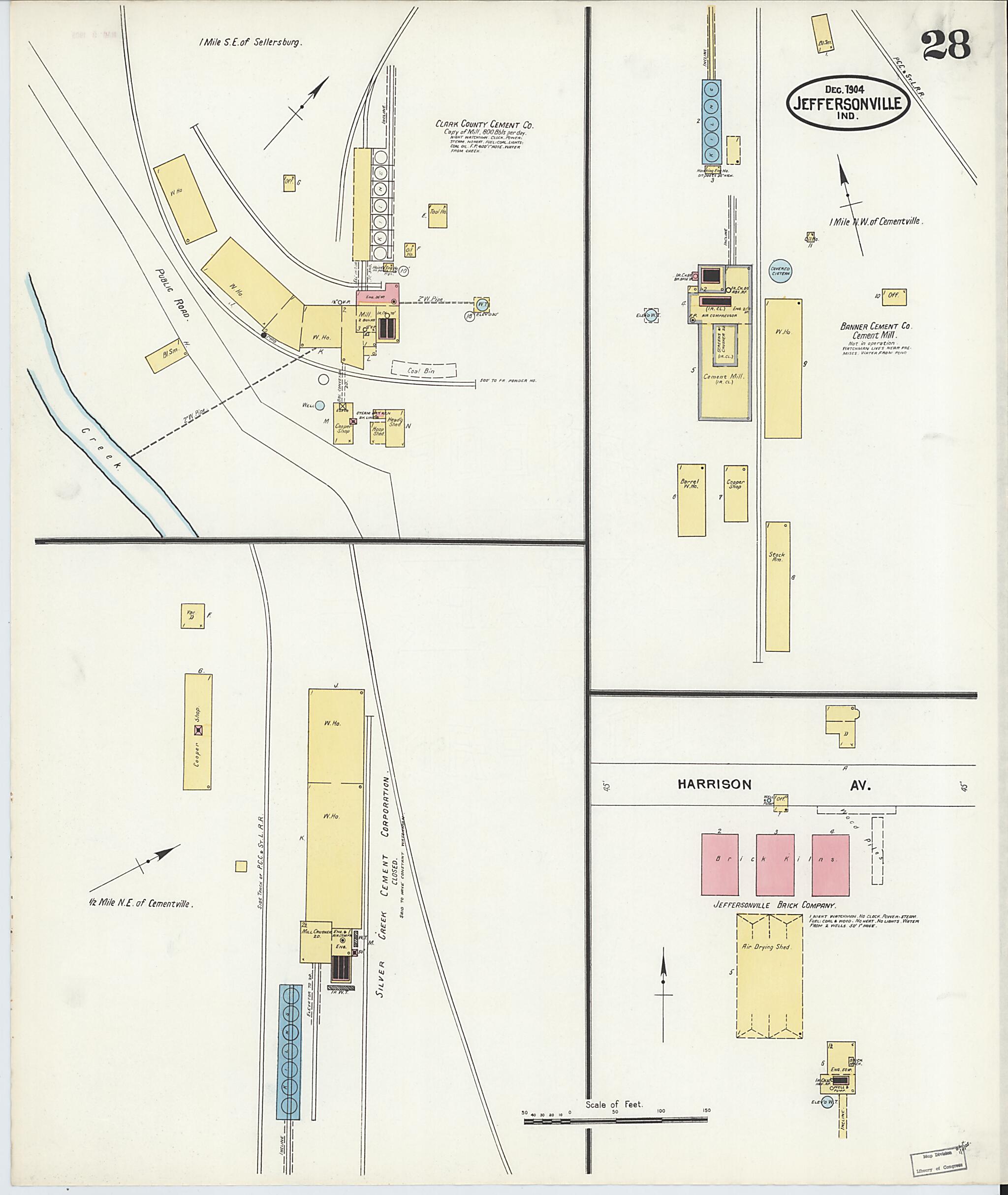 This old map of Jeffersonville, Clark County, Indiana was created by Sanborn Map Company in 1904