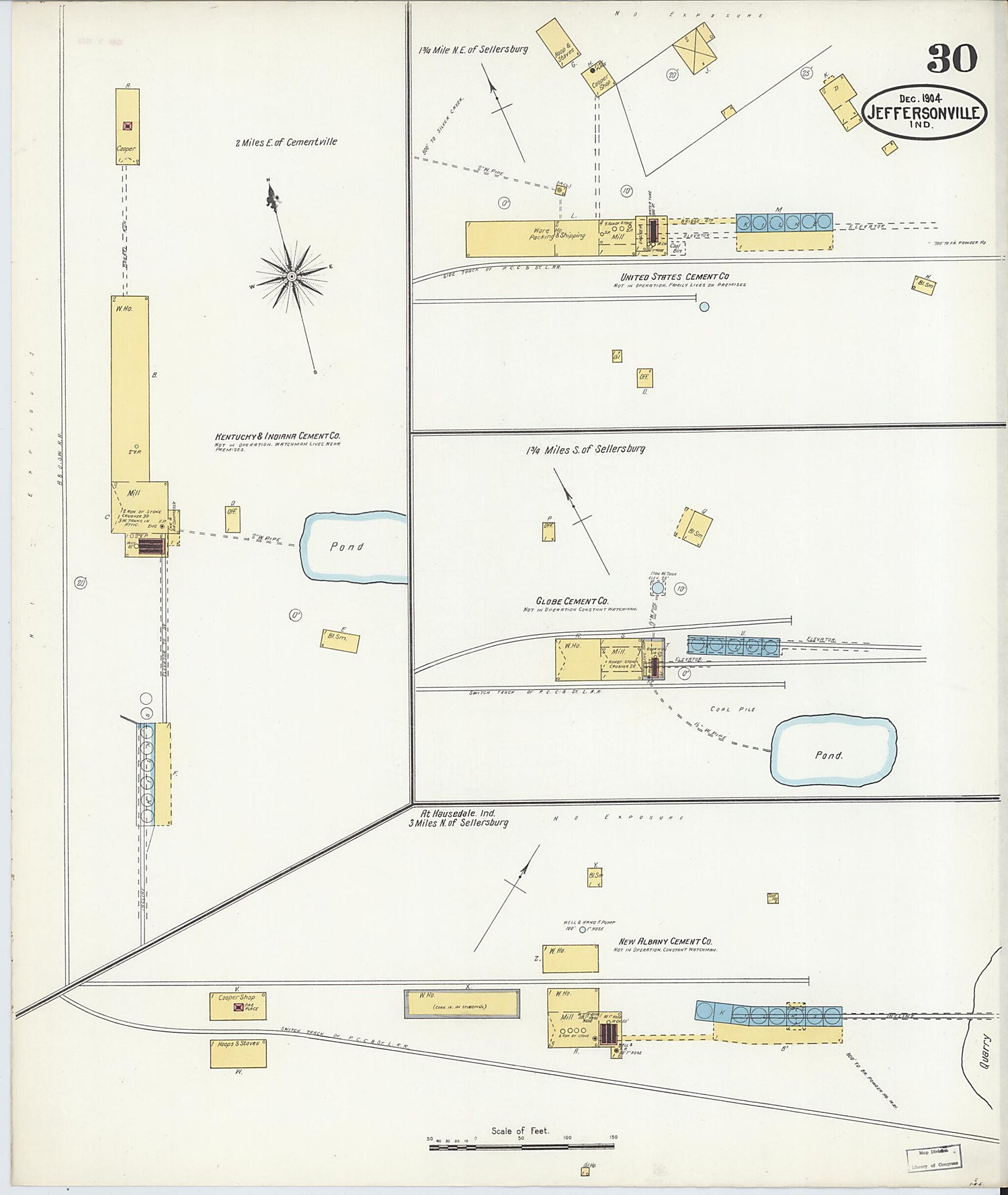 This old map of Jeffersonville, Clark County, Indiana was created by Sanborn Map Company in 1904