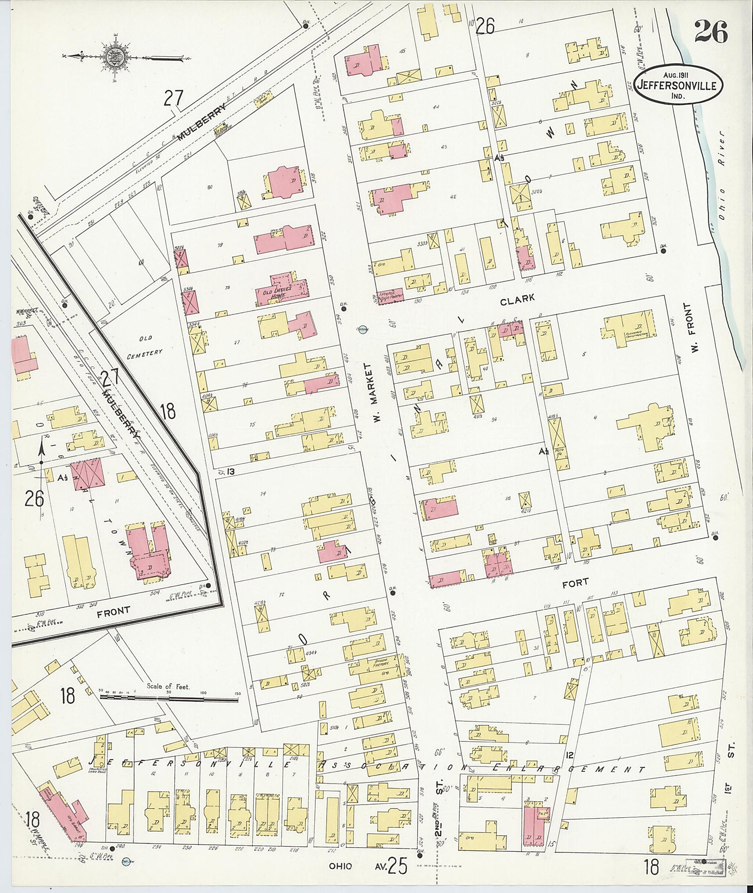 This old map of Port Fulton, Clark County, Indiana was created by Sanborn Map Company in 1911