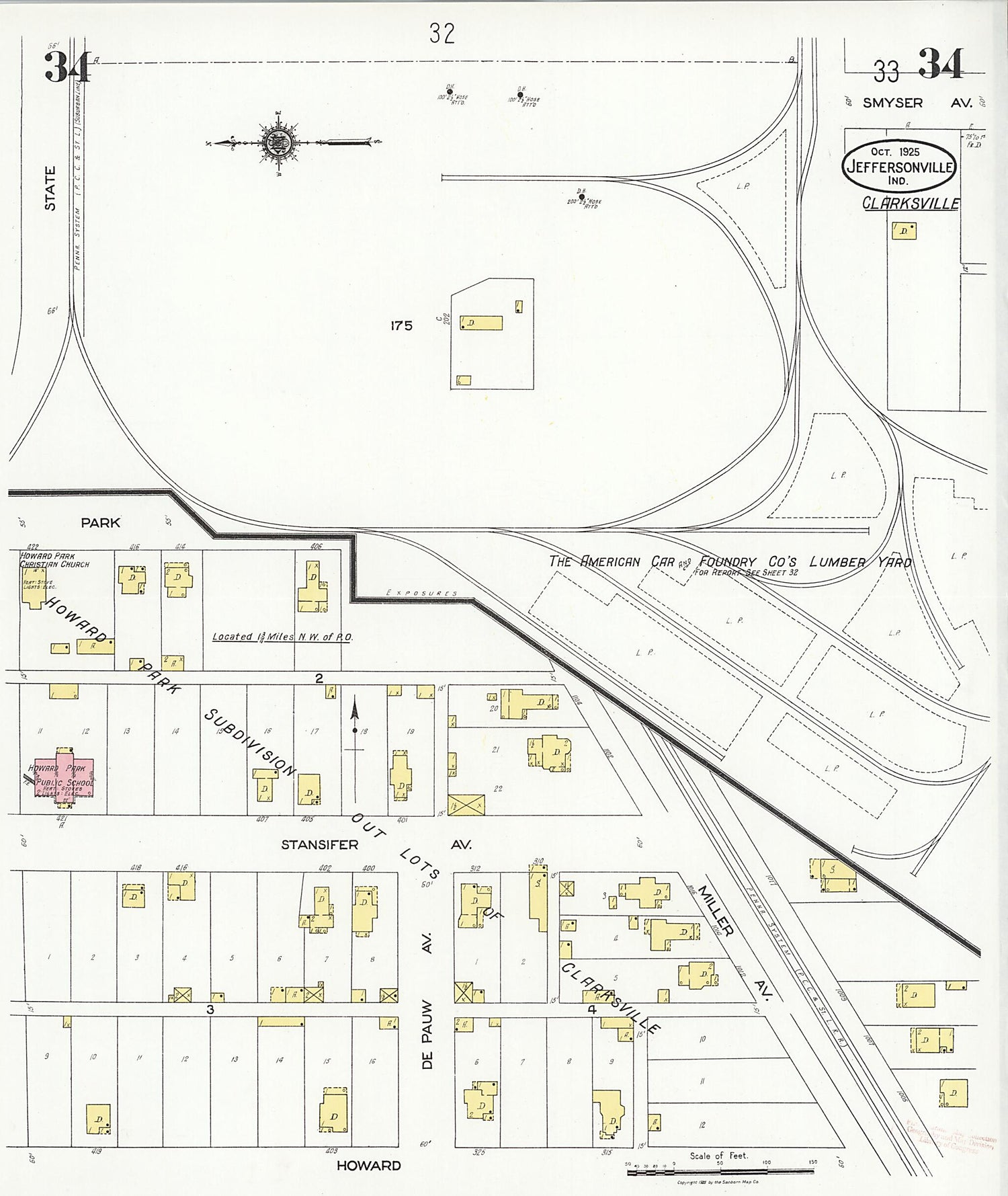 This old map of Speeds, Clark County, Indiana was created by Sanborn Map Company in 1925