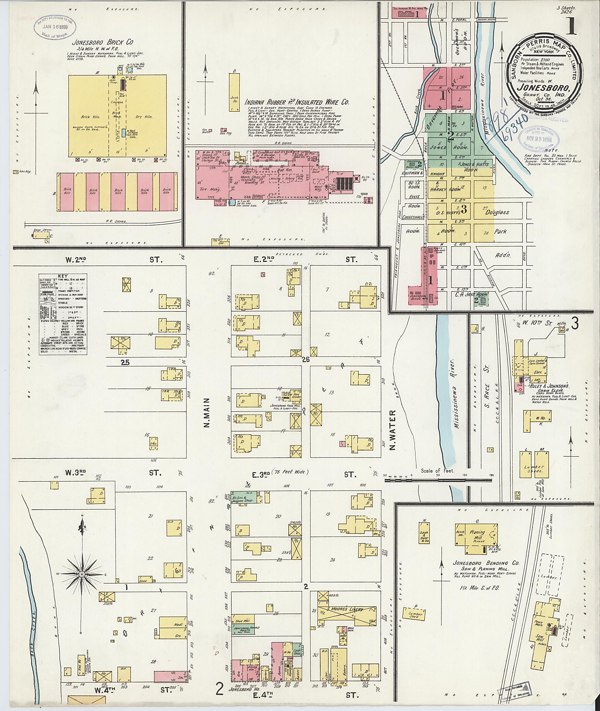 This old map of Jonesboro, Grant County, Indiana was created by Sanborn Map Company in 1898