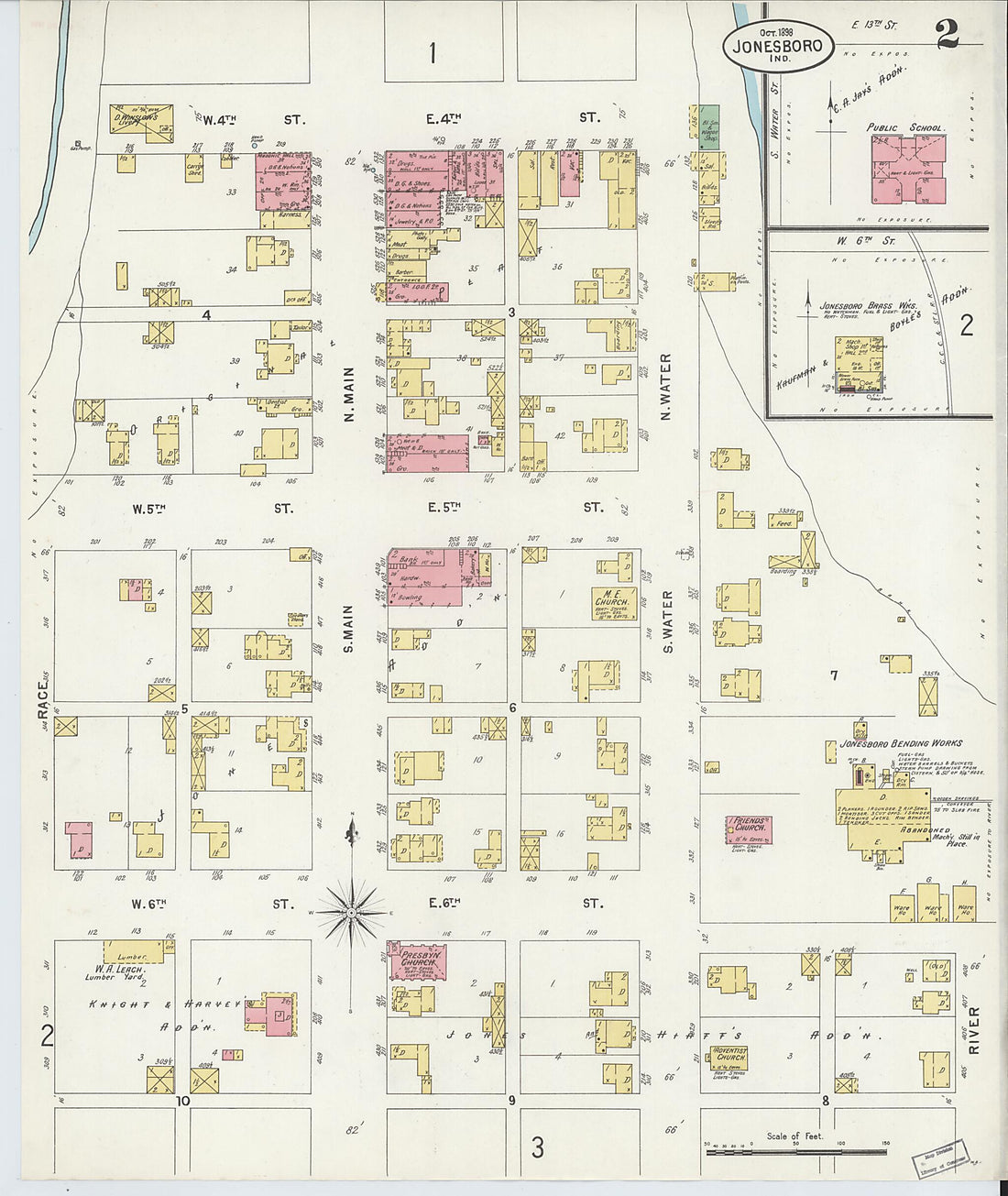 This old map of Jonesboro, Grant County, Indiana was created by Sanborn Map Company in 1898