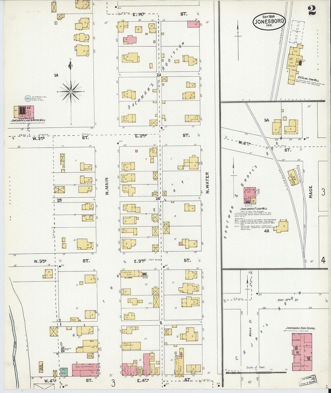 This old map of Jonesboro, Grant County, Indiana was created by Sanborn Map Company in 1904