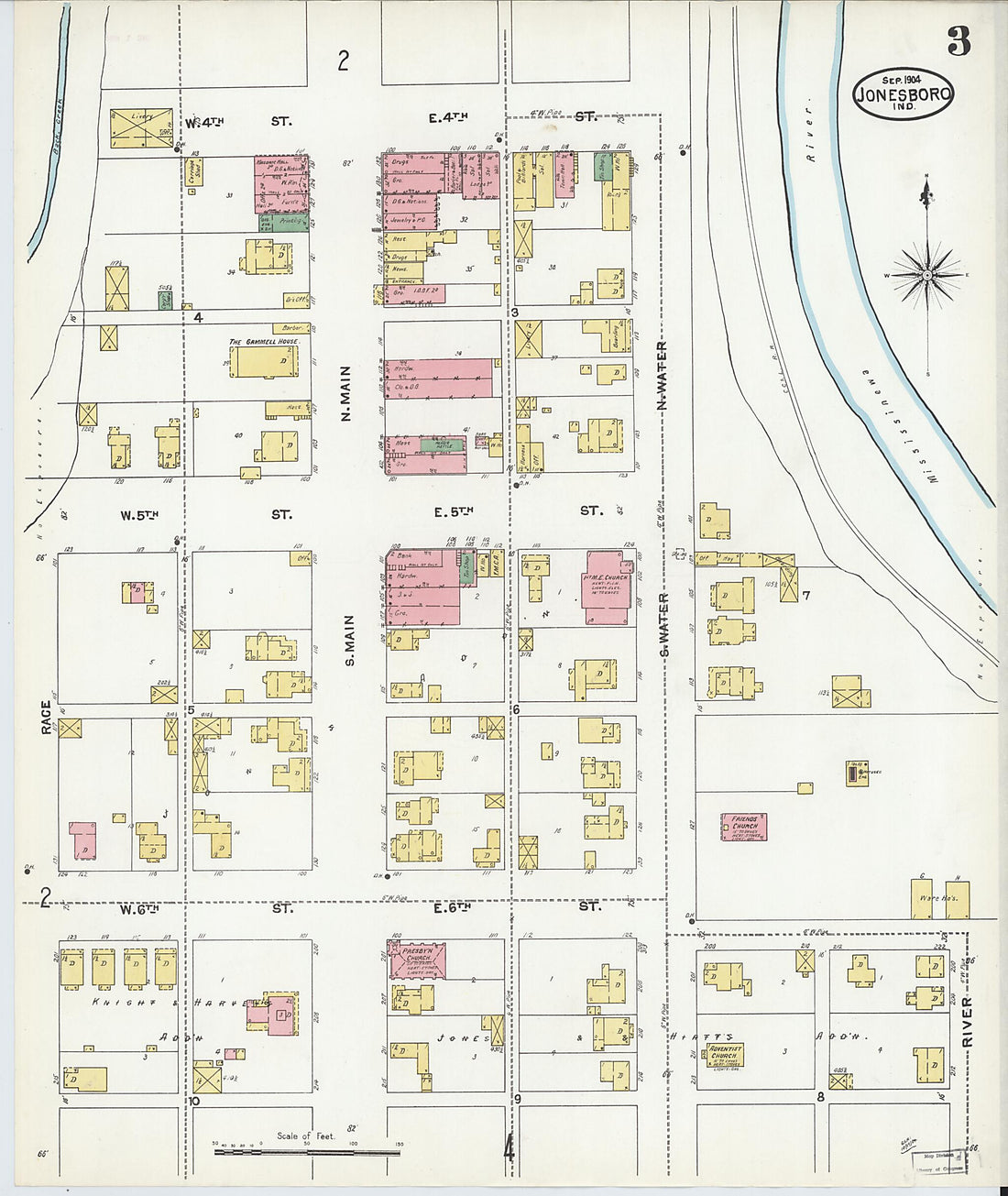 This old map of Jonesboro, Grant County, Indiana was created by Sanborn Map Company in 1904