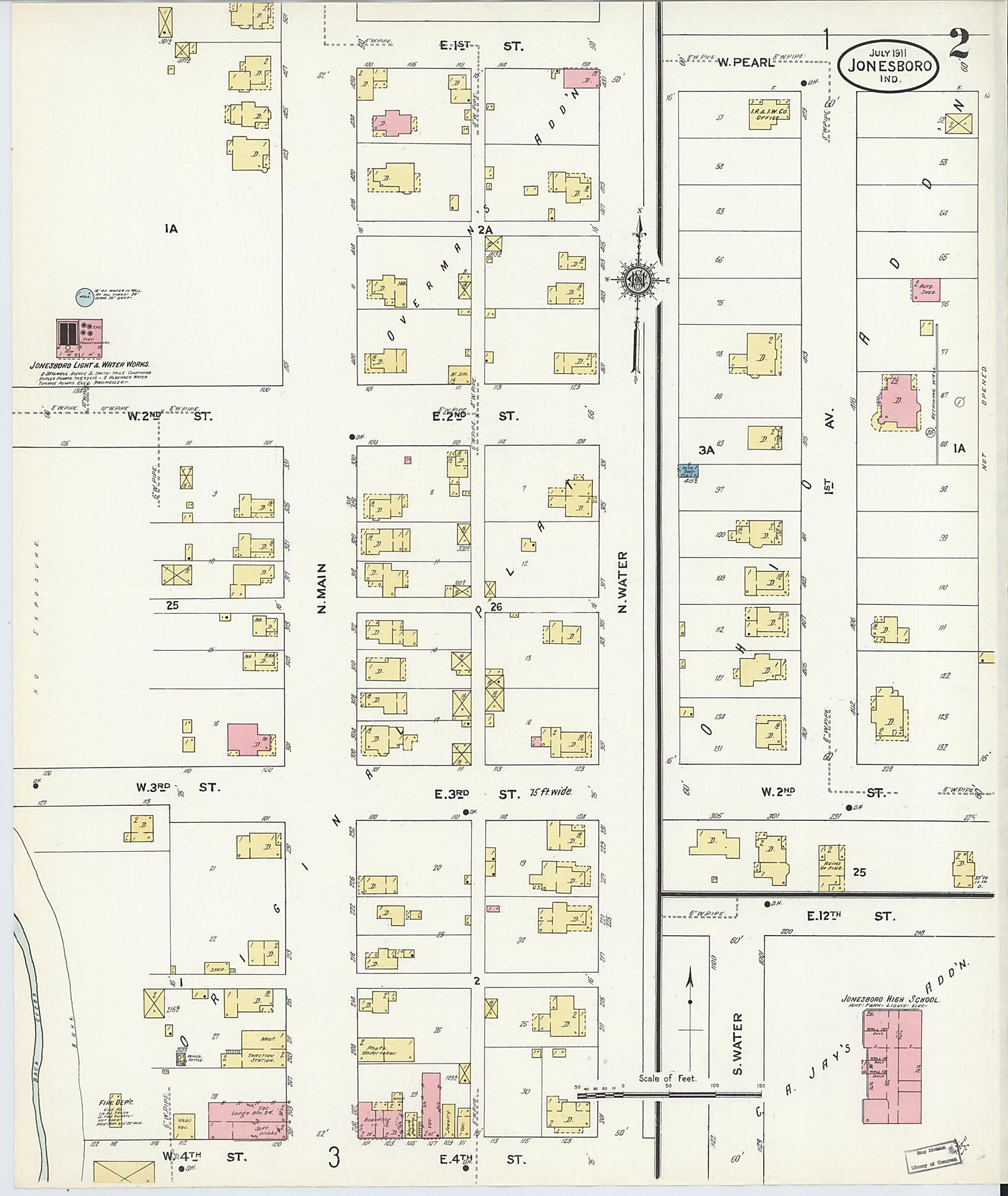 This old map of Jonesboro, Grant County, Indiana was created by Sanborn Map Company in 1911