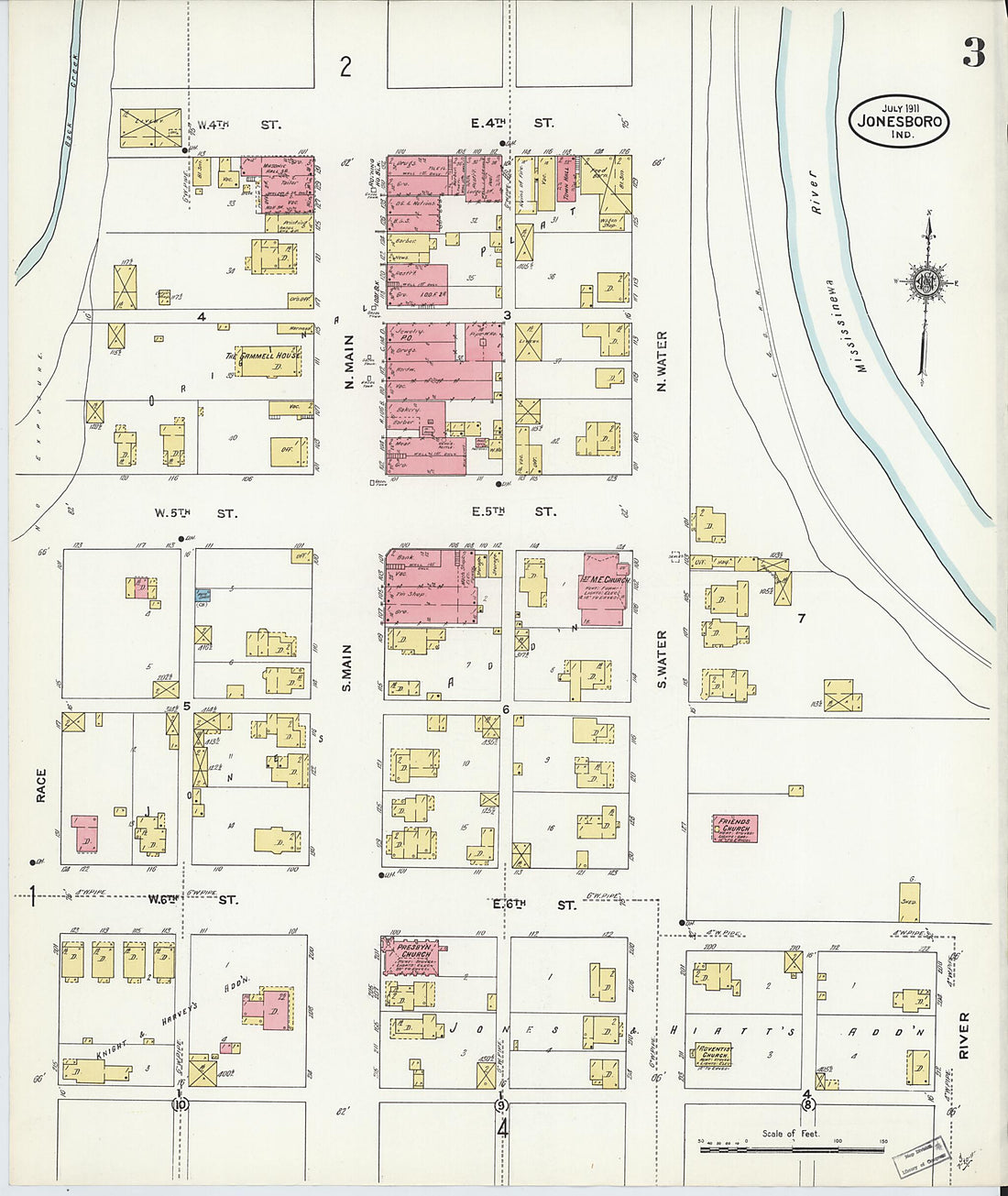 This old map of Jonesboro, Grant County, Indiana was created by Sanborn Map Company in 1911