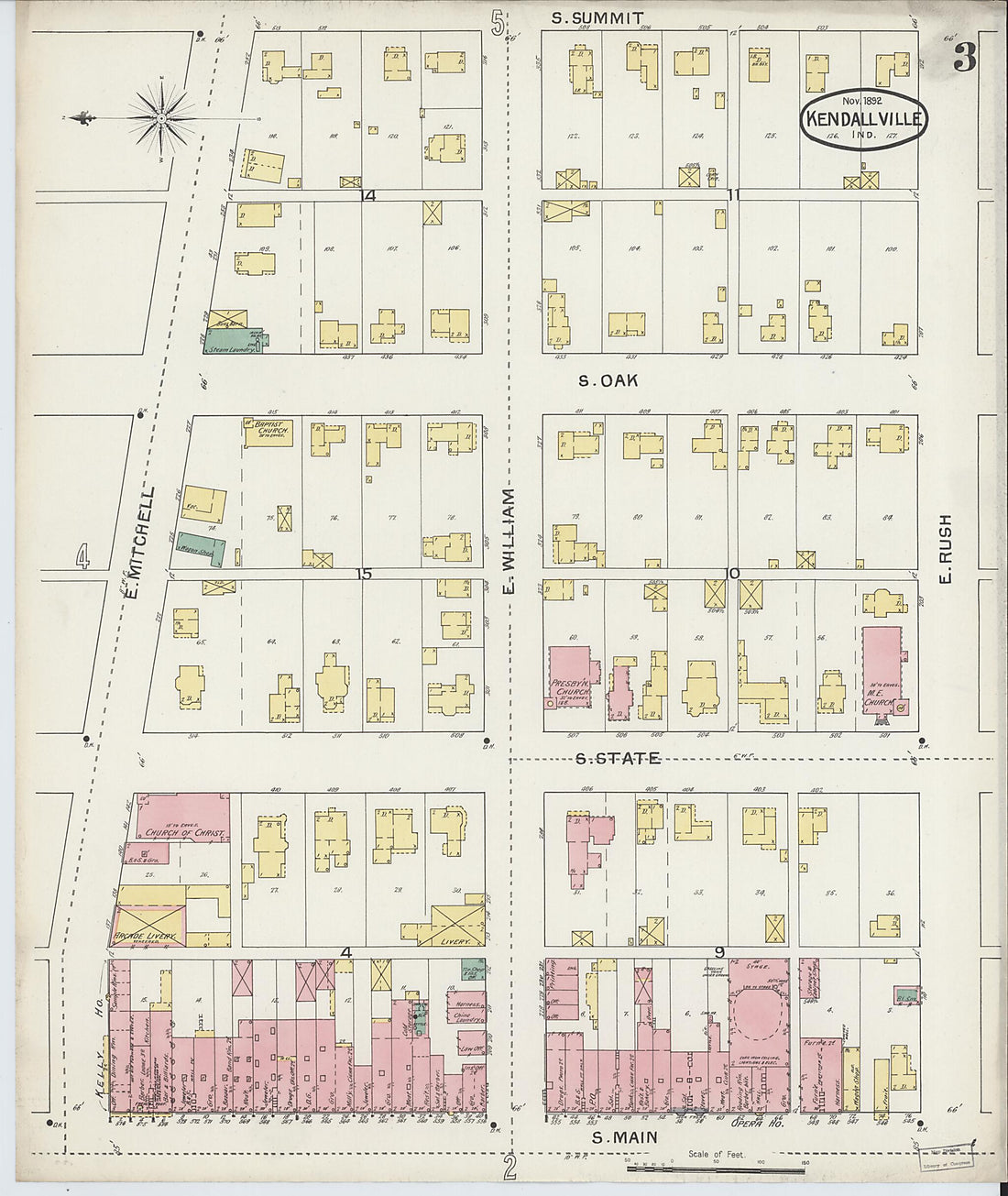 This old map of Kendallville, Noble County, Indiana was created by Sanborn Map Company in 1892