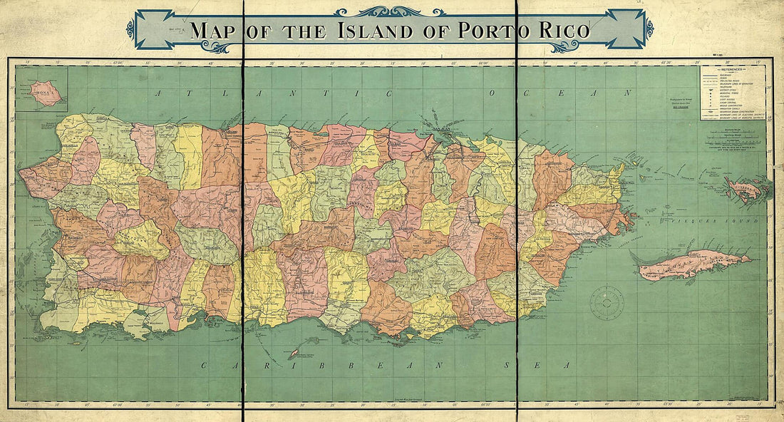 This old map of Map of the Island of Porto Rico., Map of the Island of Porto Rico from 1915, 1915 was created by  Rand McNally and Company,  Rand McNally and Company in 1915, 1915