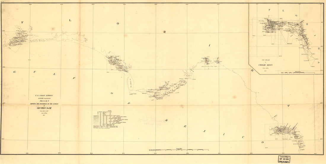 This old map of Sketch G Showing the Progress of the Survey In Section No. VII, from 1849 to from 1857 was created by  United States Coast Survey in 1857