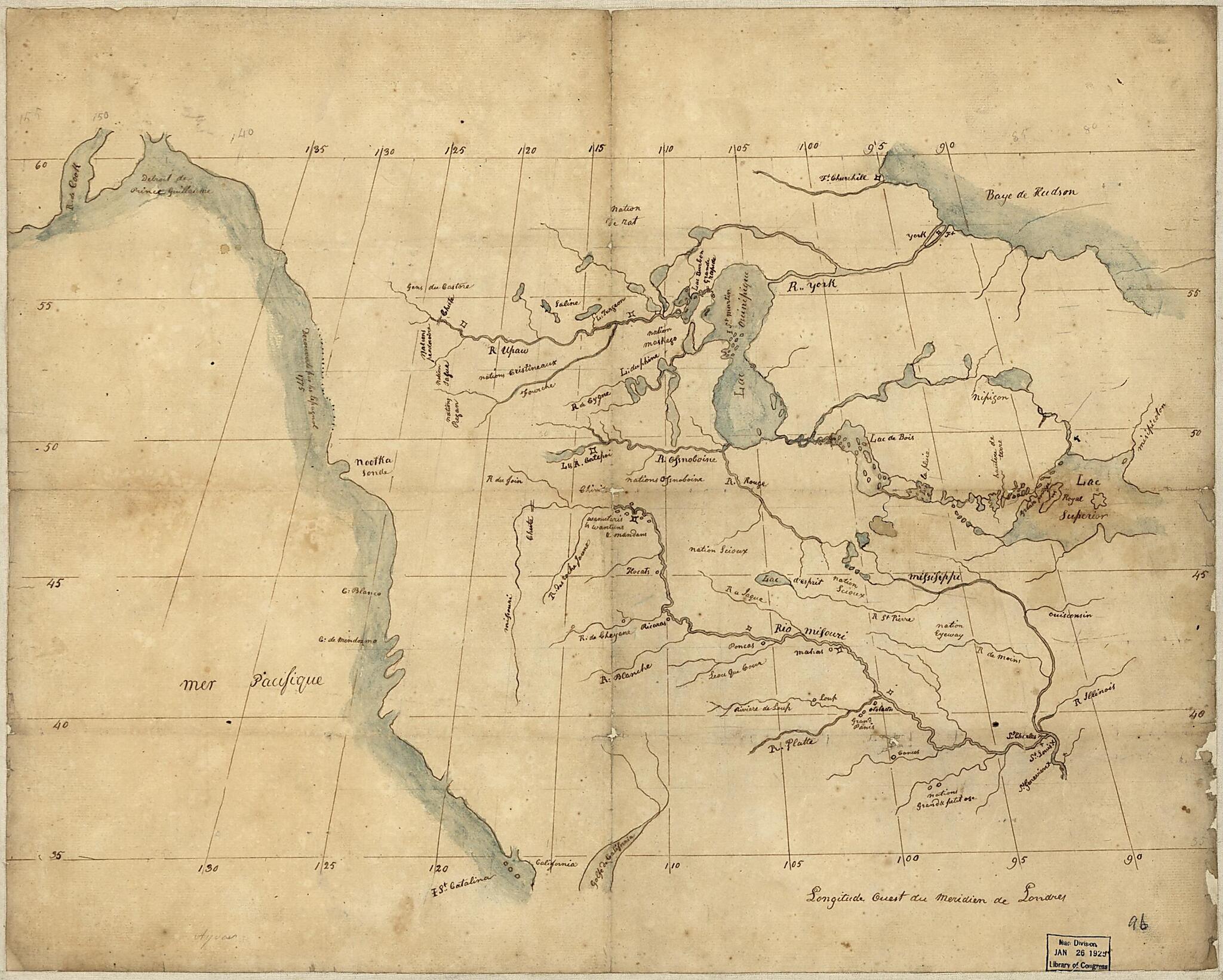 This old map of North America from the Mississippi River to the Pacific, Between the 35th and 60th Parallers of Latitude from 1790 was created by  in 1790