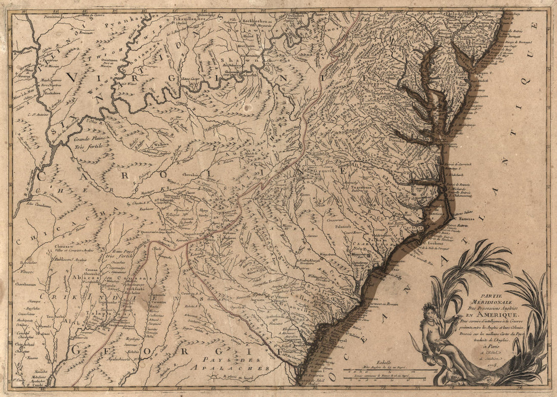 This old map of Partie Méridionale Des Possessions Angloise sic En Amérique : Pour Servir D&