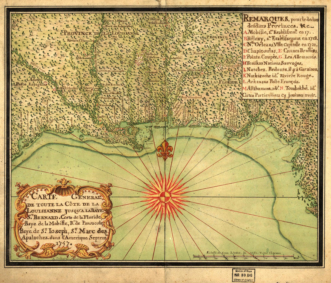 This old map of Carte General De Toute La Côte De La Louisianne Jusqu&