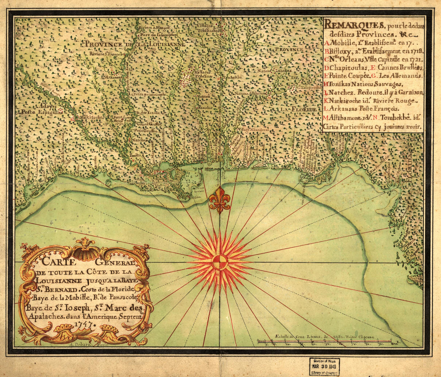 This old map of Carte General De Toute La Côte De La Louisianne Jusqu&