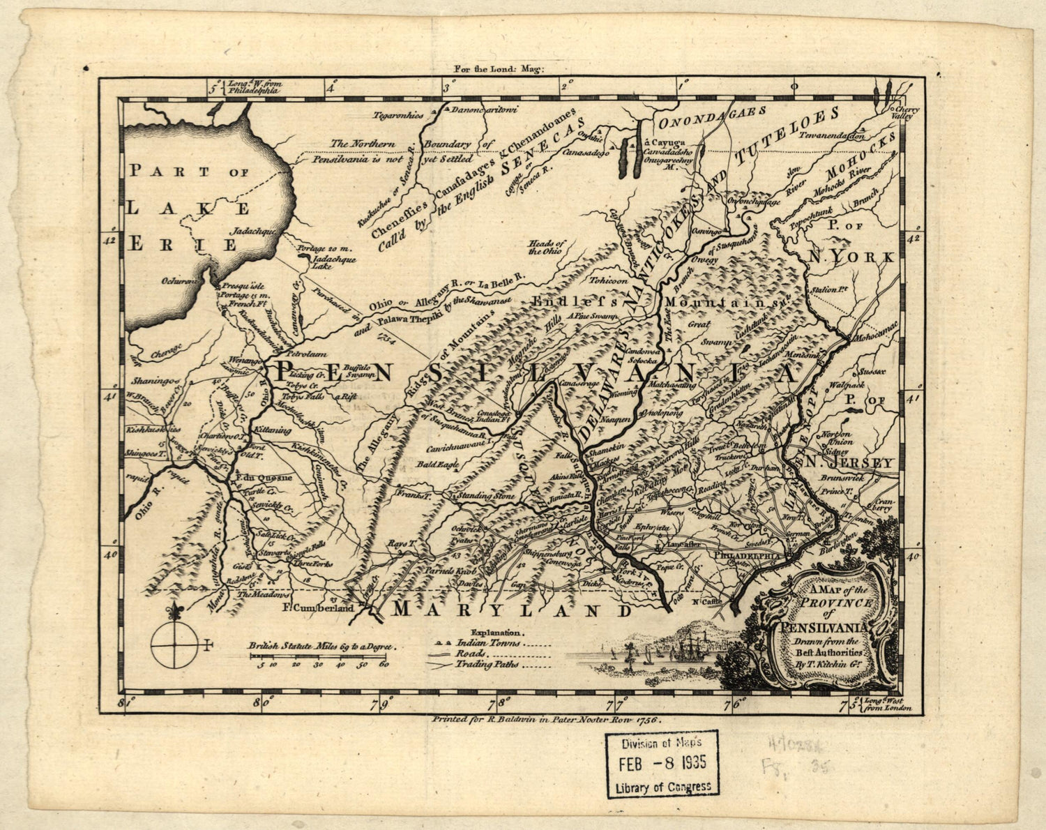 This old map of A Map of the Province of Pensilvania from 1756 was created by Richard Baldwin, Thomas Kitchin in 1756