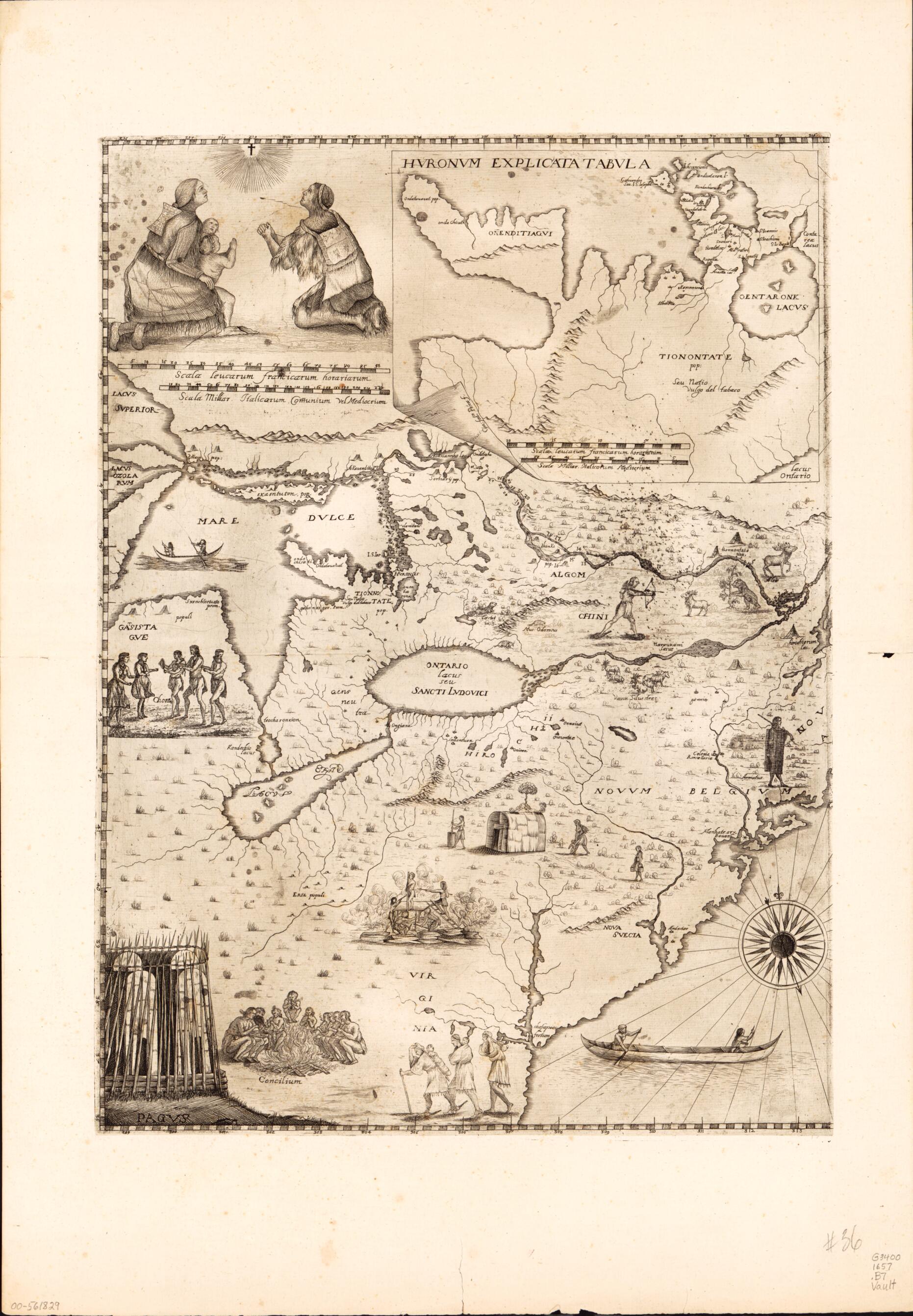 This old map of Novae Franciae Accurata Delineatio from 1657 was created by Francesco Giuseppe Bressani in 1657