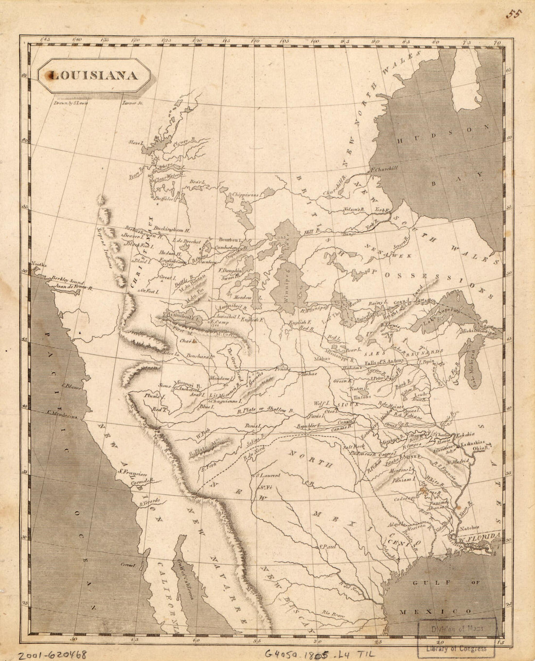 This old map of Louisiana from 1805 was created by Aaron Arrowsmith, Samuel Lewis in 1805