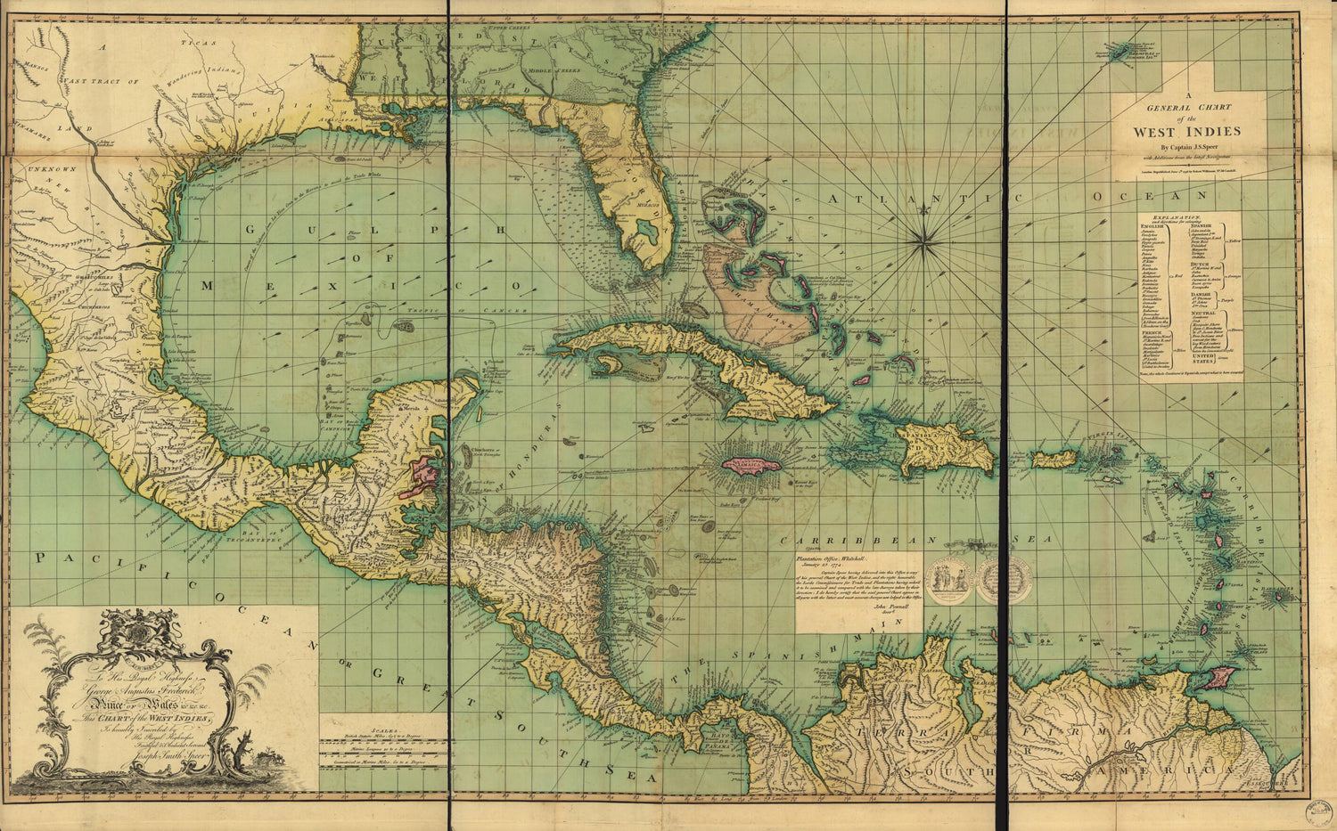 This old map of A General Chart of the West Indies from 1796 was created by Joseph Smith Speer in 1796