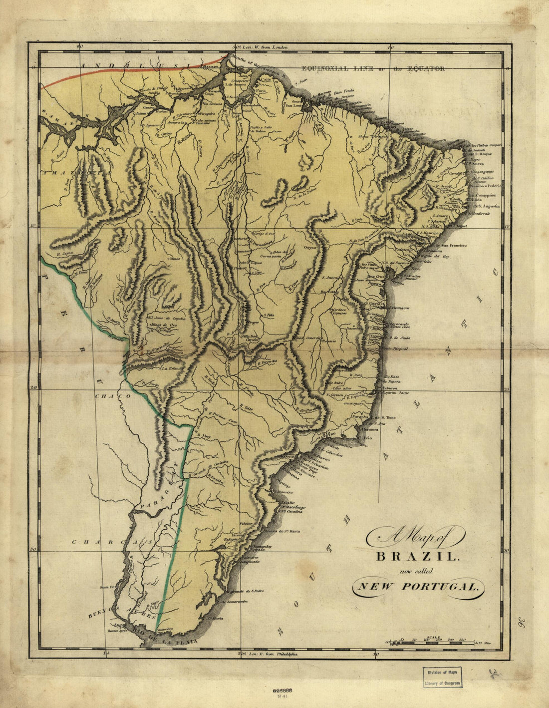 This old map of A Map of Brazil, Now Called New Portugal from 1814 was created by Mathew Carey in 1814