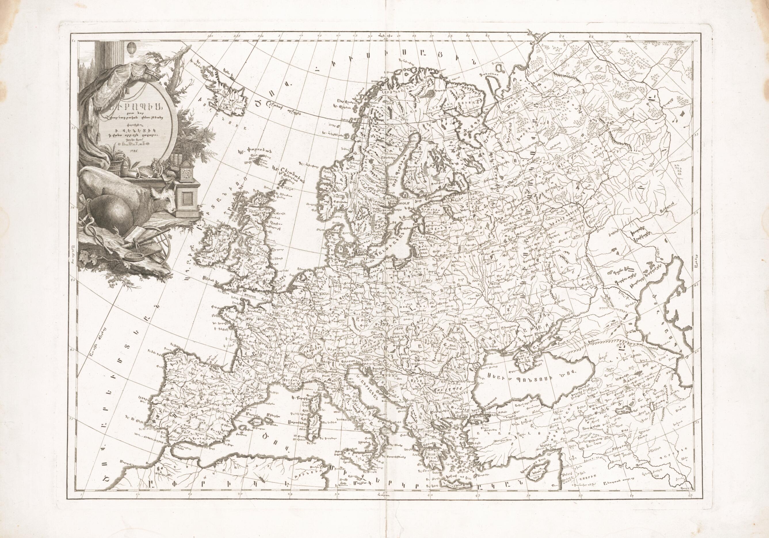 Europia, ěst Nor Ashkharhagrakan Znnutʻeantsʻ : Pʻoragreal I Vēnētik I Vans Srboyn Ghazaru I Tʻuis Merum 1235 1786 by Relic Map Company