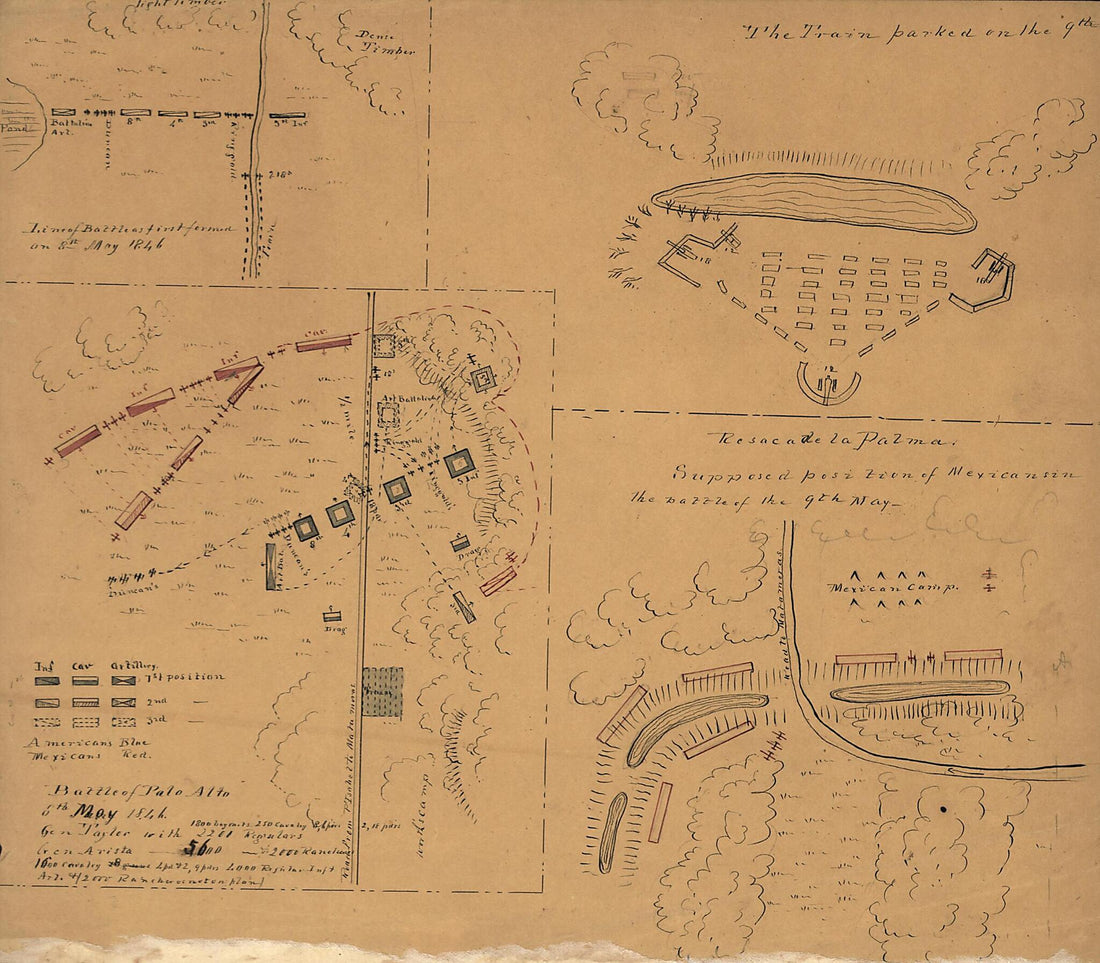 This old map of Battle of Palo Alto, 8th May from 1846 was created by Charles R. Glynn in 1846