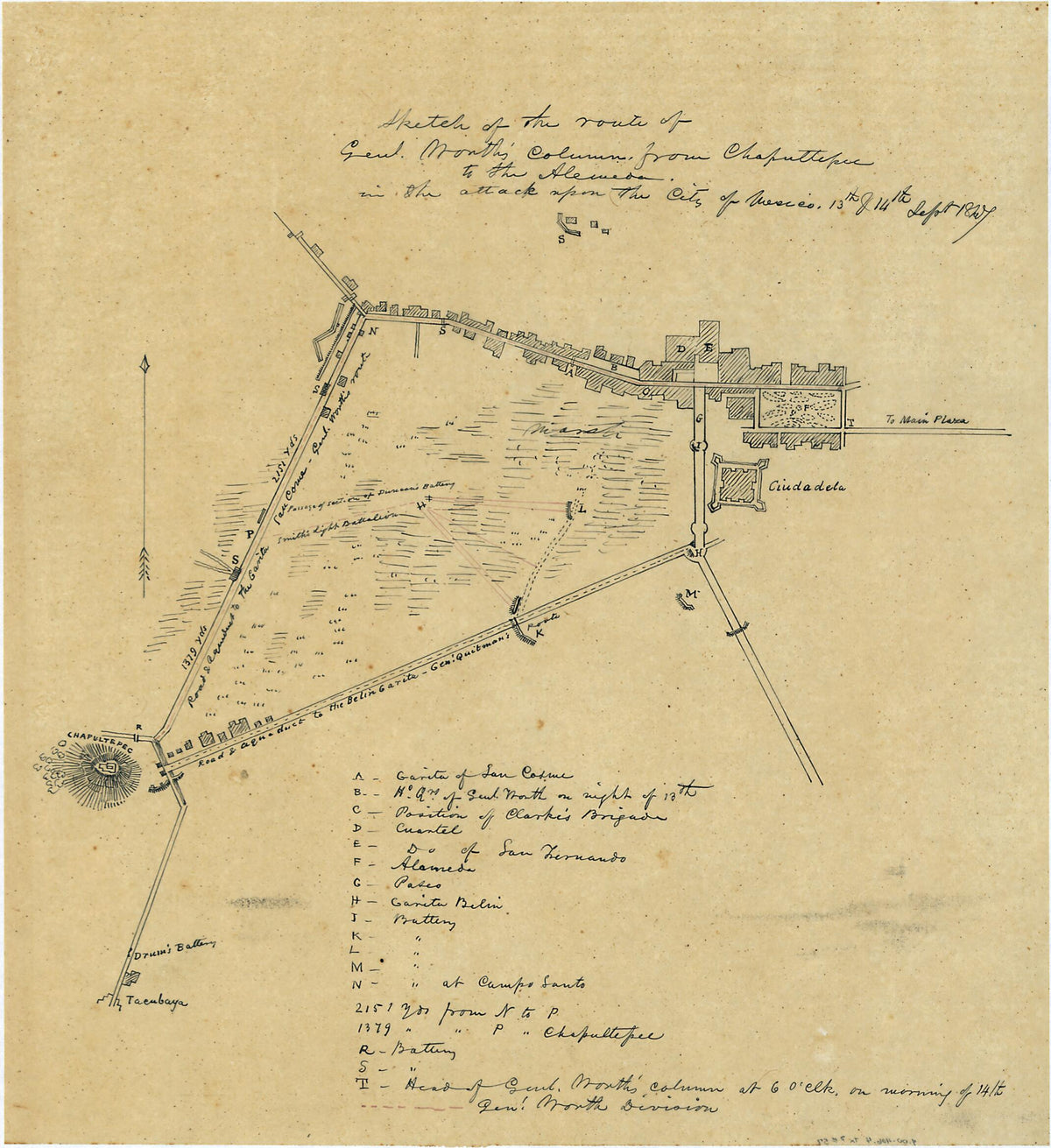 Sketch of the Route of Genl. Worth&