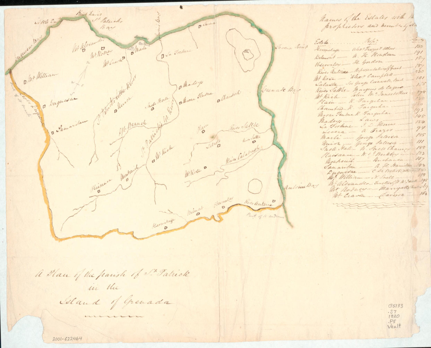 This old map of A Plan of the Parish of St. Patrick In the Island of Grenada from 1820 was created by  in 1820