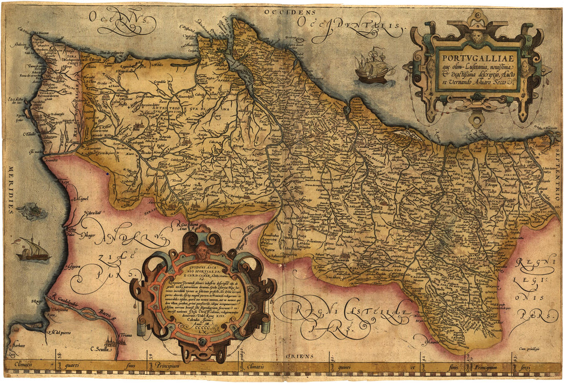 This old map of Portugalliae : Que Olim Lusitania, Nouissima &amp; Exactissima Descriptio from 1560 was created by Abraham Ortelius, Fernando Alvares Seco in 1560