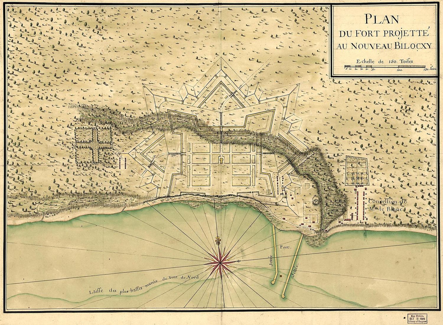 This old map of Plan Du Fort Projetteʾ Au Nouveau Bilocxy from 1721 was created by  in 1721