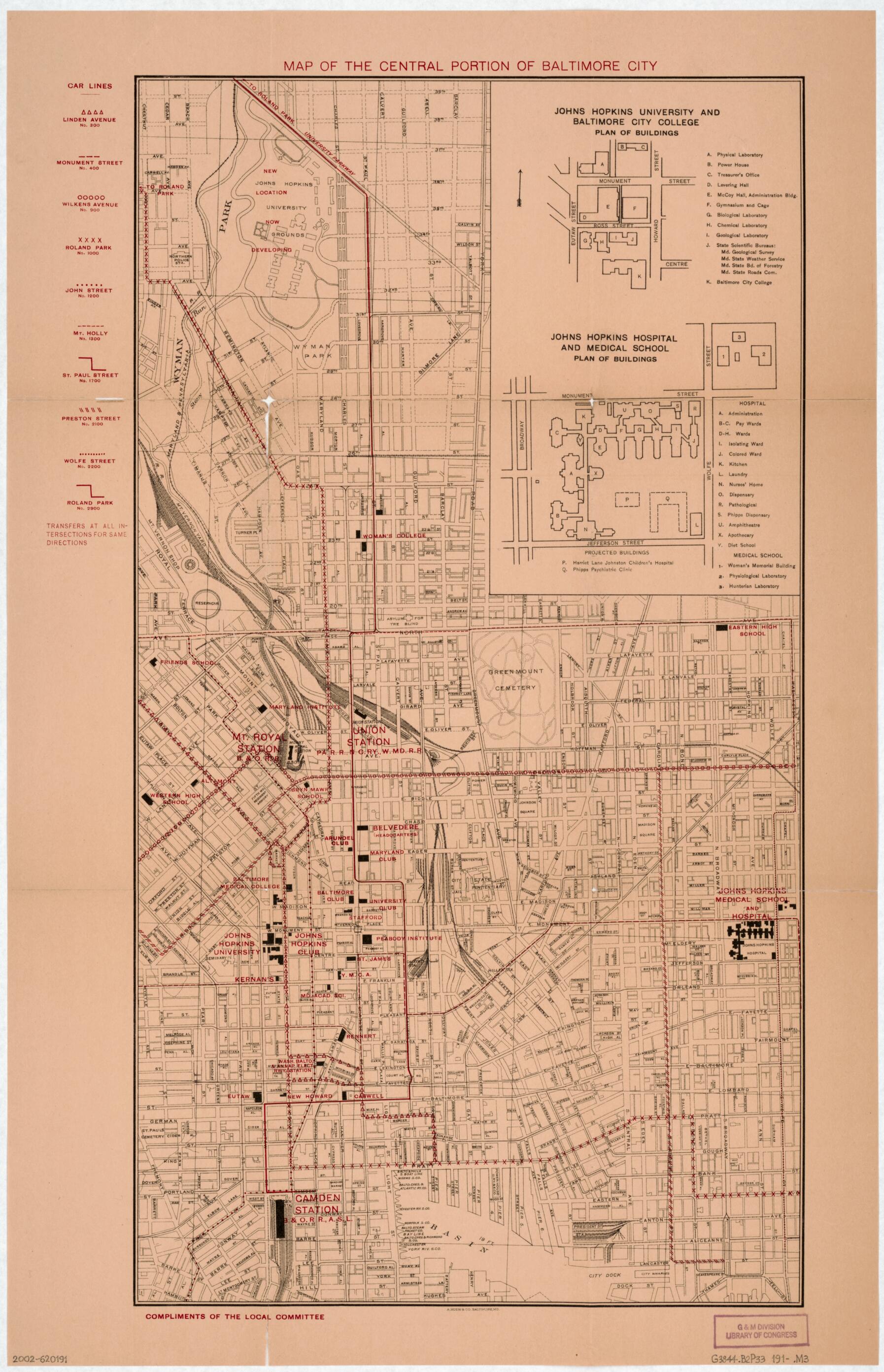 This old map of Map of the Central Portion of Baltimore City from 1910 was created by  in 1910