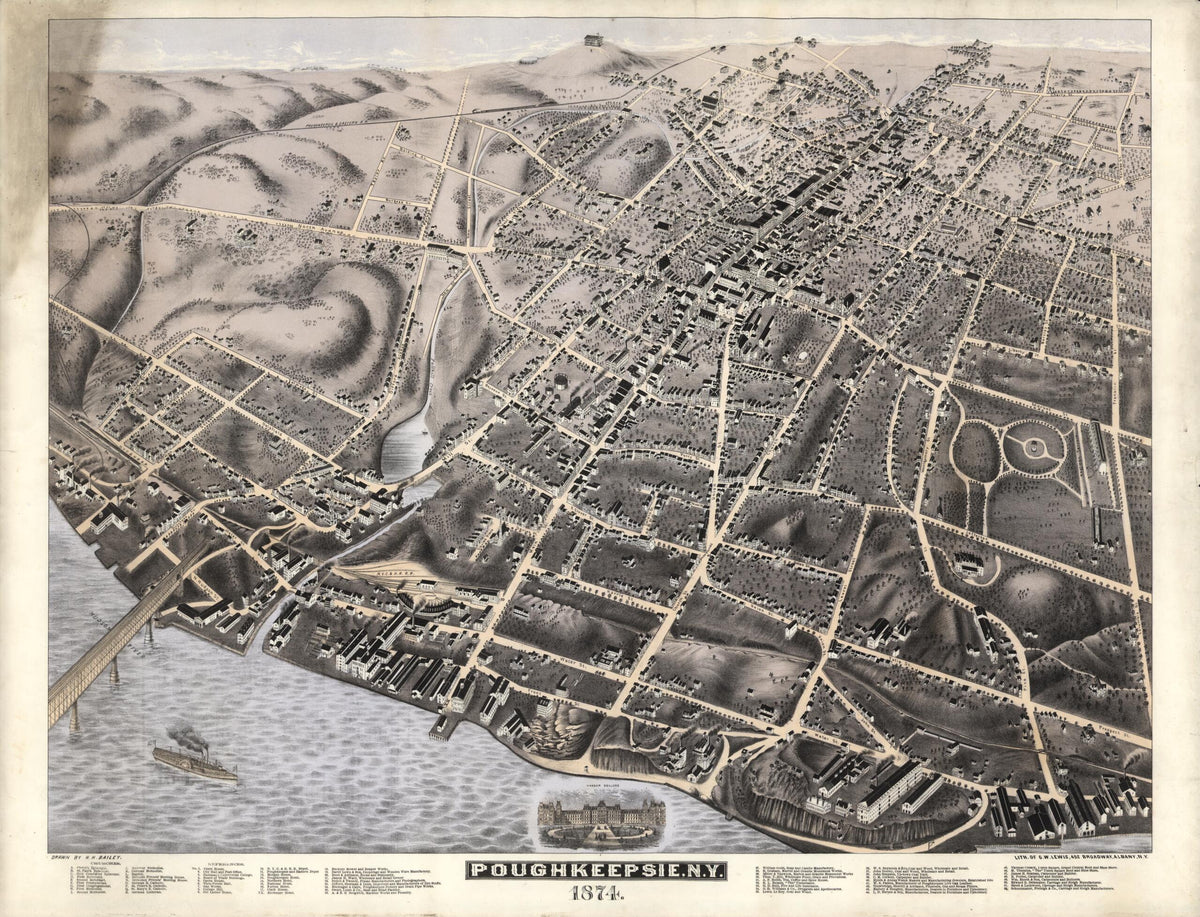Poughkeepsie, New York (Poughkeepsie, N.Y., 1874) by Relic Map Company