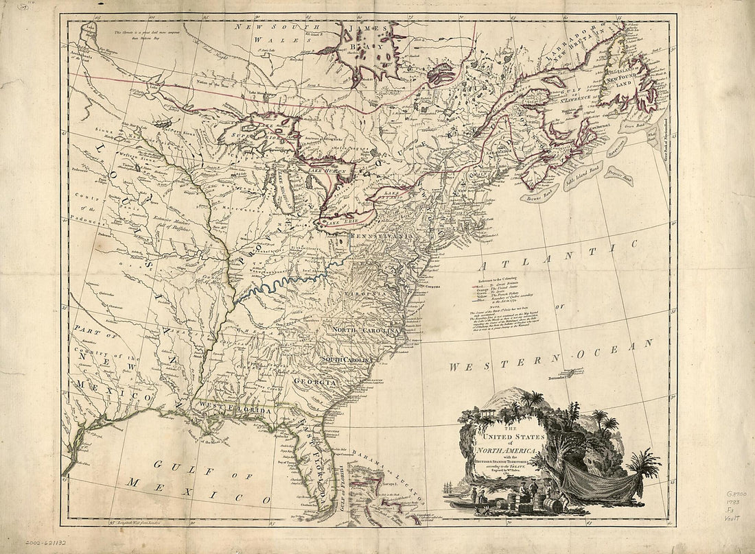 This old map of The United States of North America, With the British &amp; Spanish Territories According to the Treaty from 1783 was created by William Faden in 1783