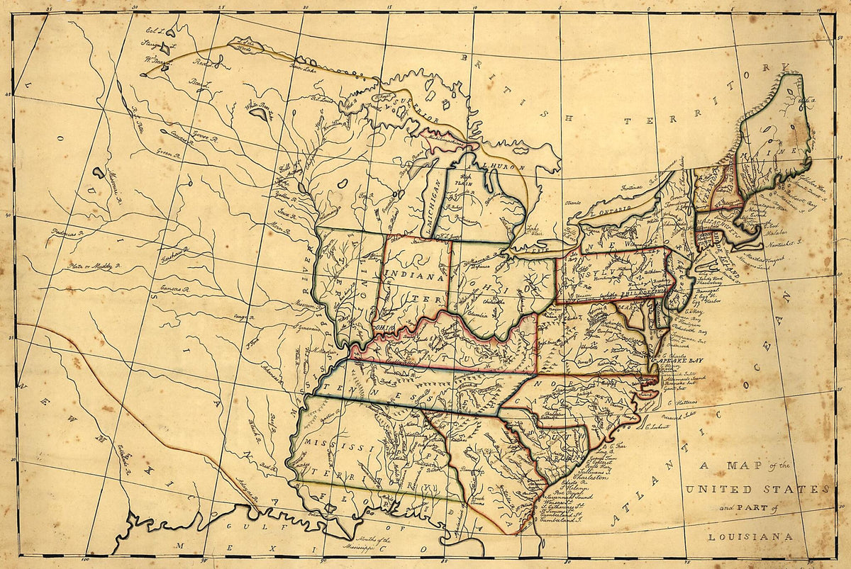A Map of the United States and Part of Louisiana 1830 by Relic Map Company