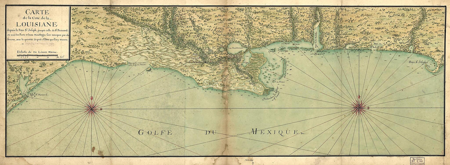 This old map of Carte De La Côte De La Louisiane Depuis La Baye St. Joseph, Jusqu&
