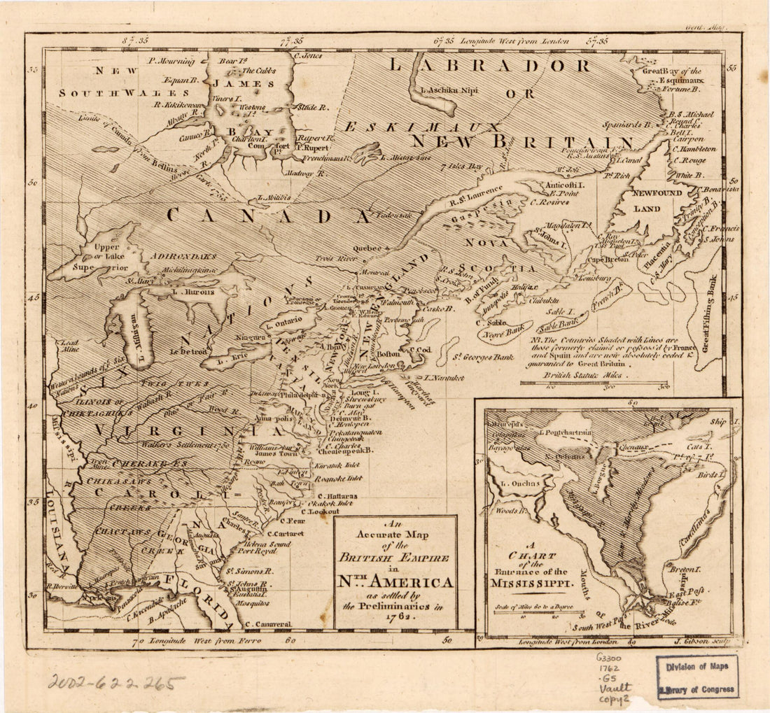 An Accurate Map of the British Empire In Nth. America As Settled by the Preliminaries In 1762 by Relic Map Company
