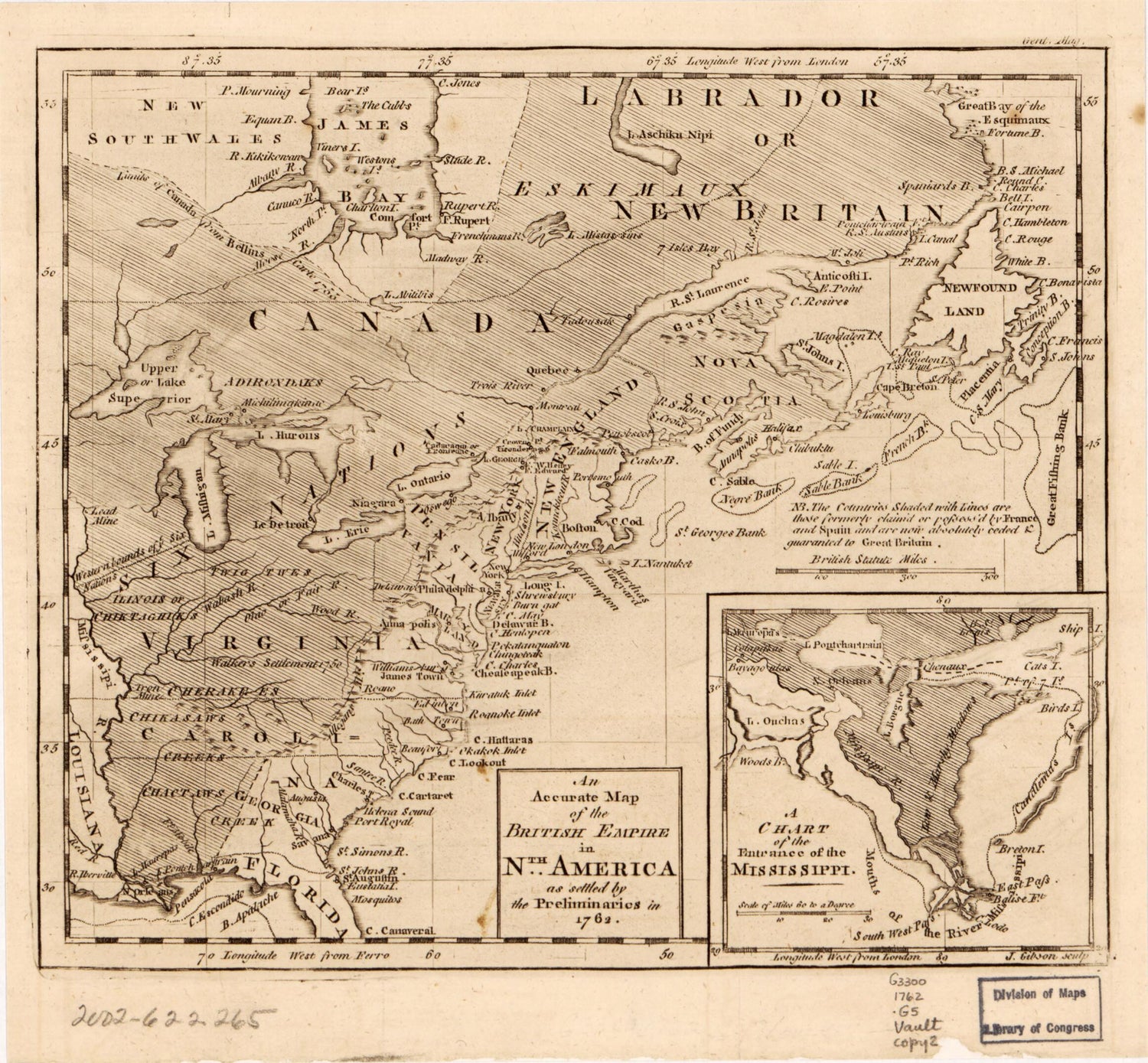 An Accurate Map of the British Empire In Nth. America As Settled by the Preliminaries In 1762 by Relic Map Company