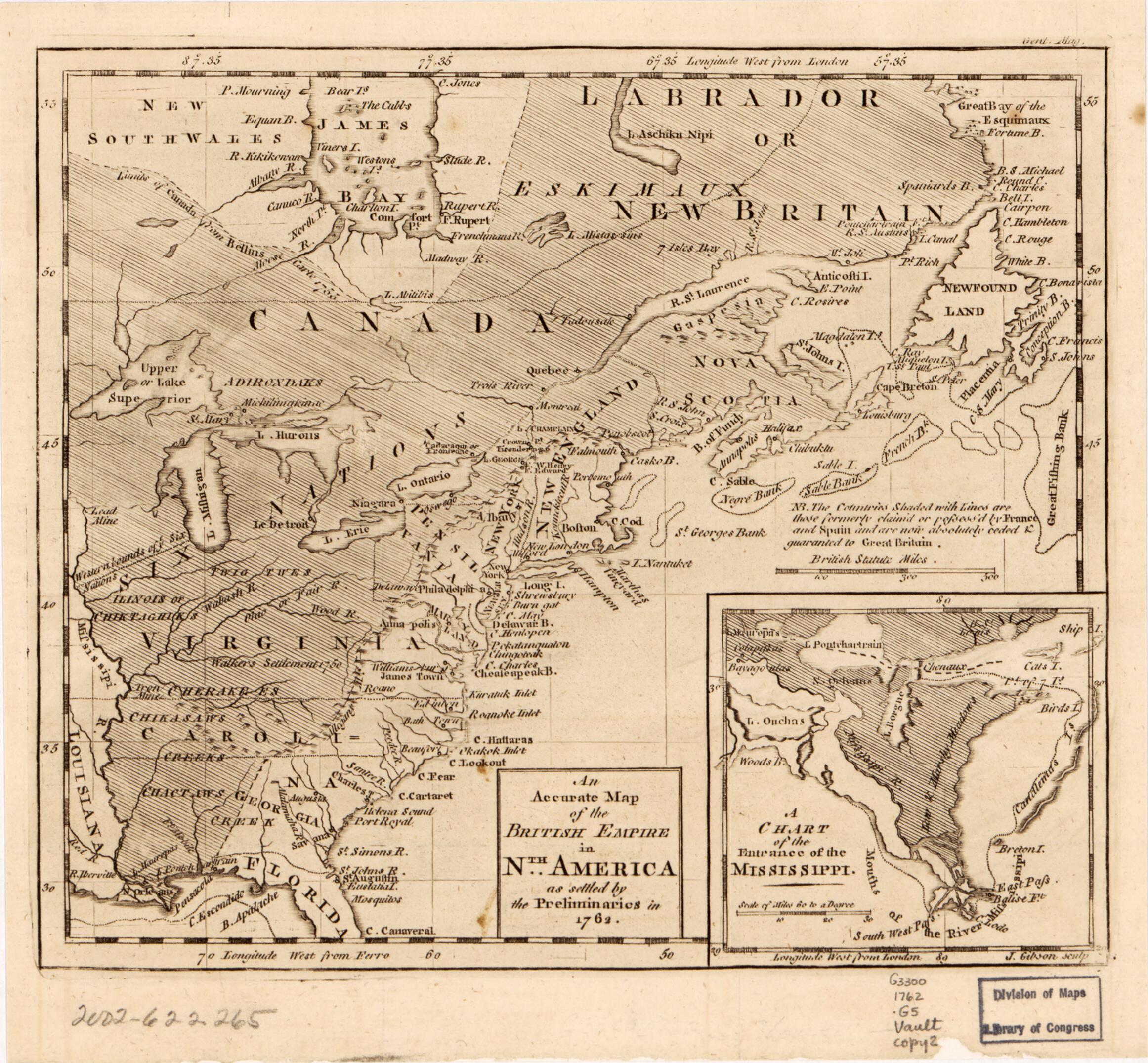 An Accurate Map of the British Empire In Nth. America As Settled by the Preliminaries In 1762 by Relic Map Company