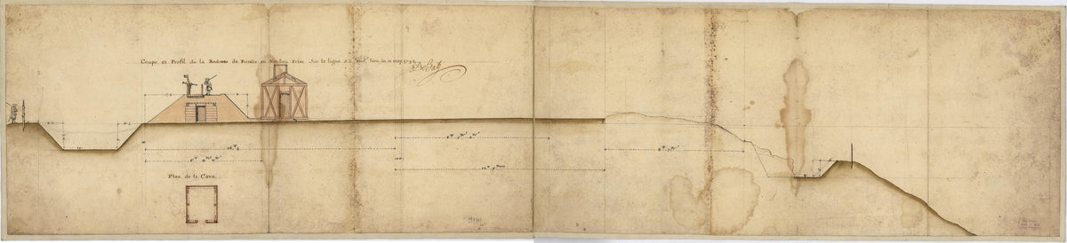 Coupe Et Profil De La Redoute De Rosalie Au Natchez Prise Sur La Ligne A.B. Aud Lieu Le 11 May 1732 by Relic Map Company