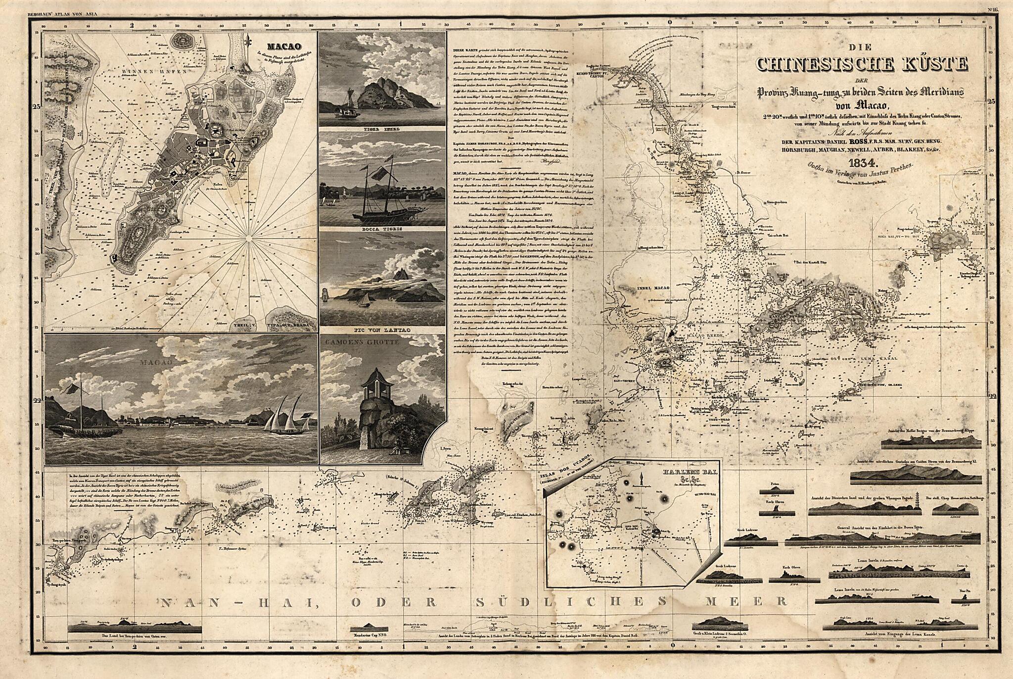 This old map of Tung, Zu Beiden Seiten Des Meridians Von Macao from 1834 was created by Heinrich Karl Wilhelm Berghaus in 1834