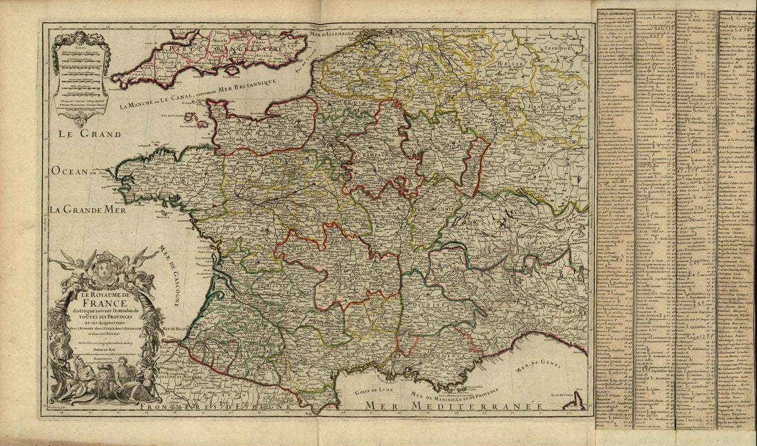 This old map of Le Royaume De France from 1724 was created by Alexis Hubert Jaillot, Guillaume Sanson in 1724