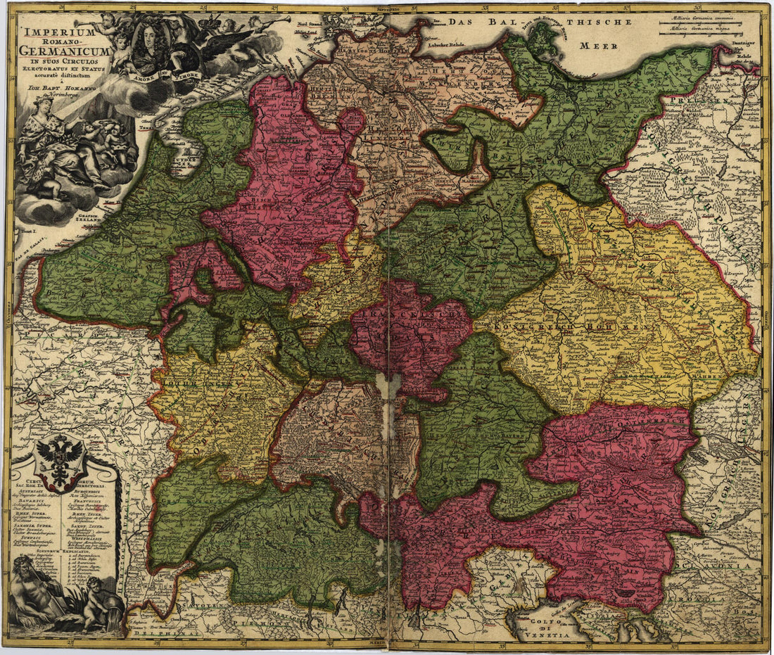 This old map of Germanicum from 1700 was created by Johann Baptist Homann in 1700