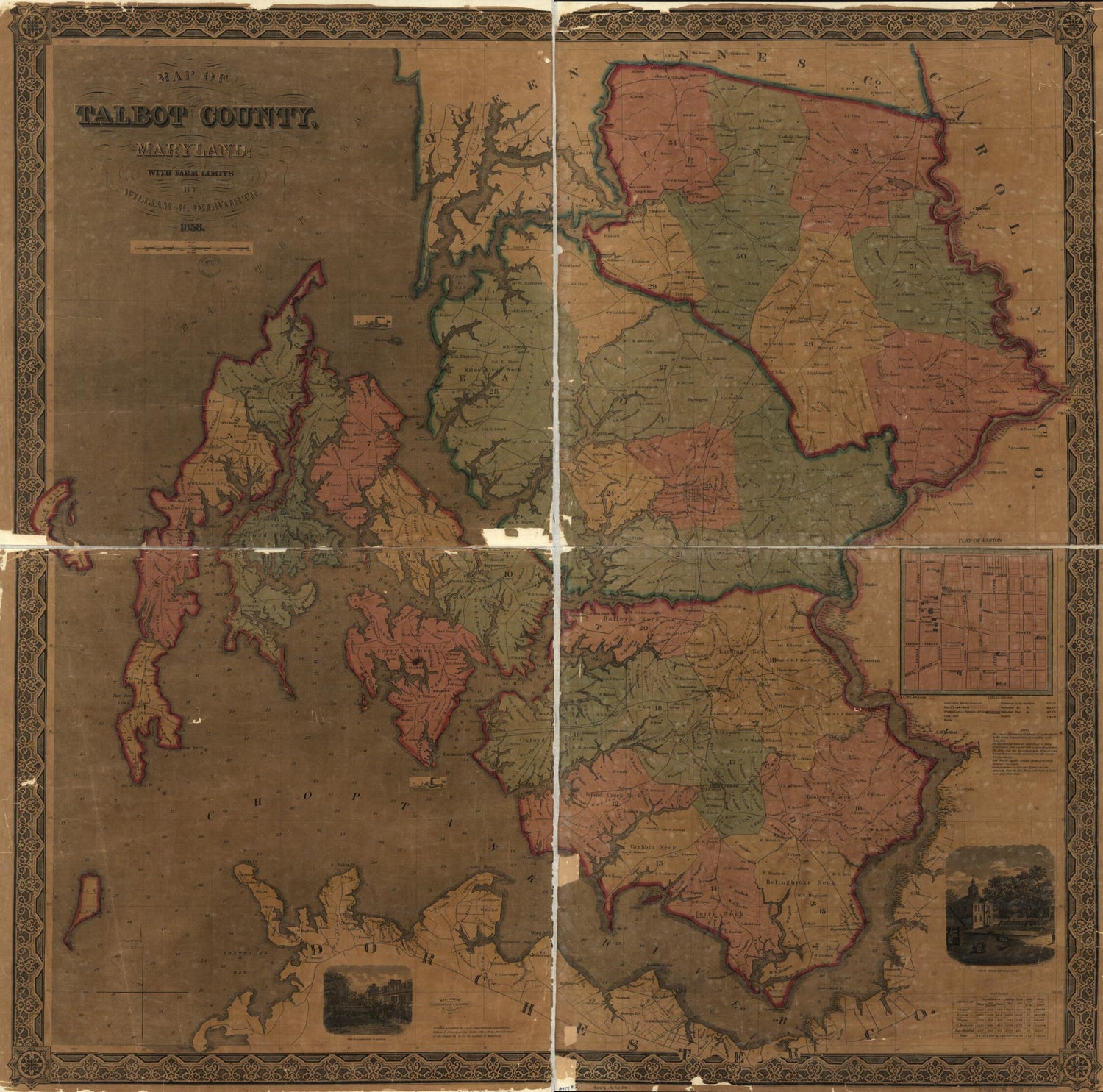 This old map of Map of Talbot County; With Farm Limits from 1858 was created by William H. Dilworth, Rae Smith in 1858