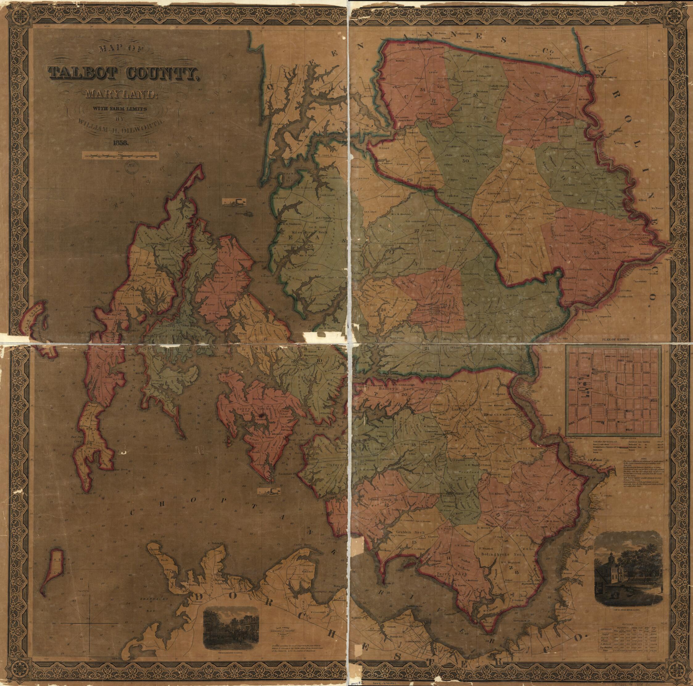 This old map of Map of Talbot County; With Farm Limits from 1858 was created by William H. Dilworth, Rae Smith in 1858