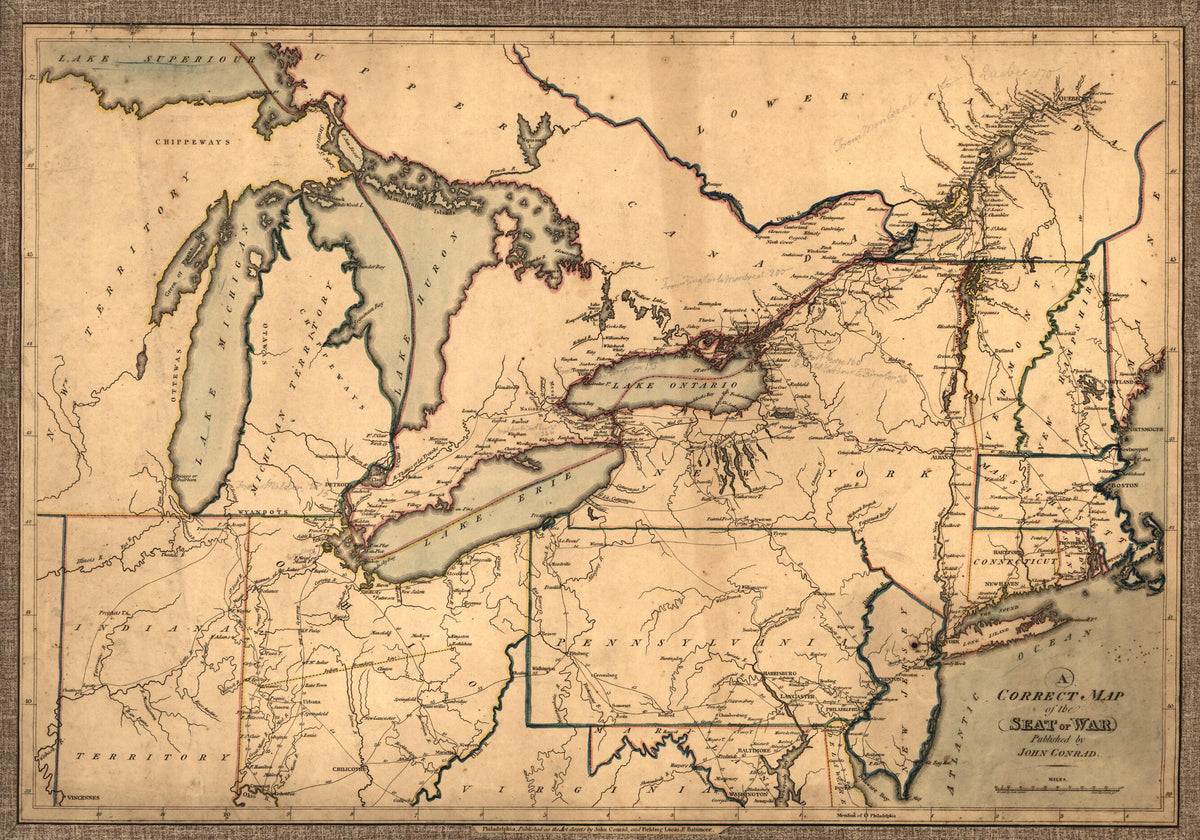 A Correct Map of the Seat of War in 1812 by Relic Map Company